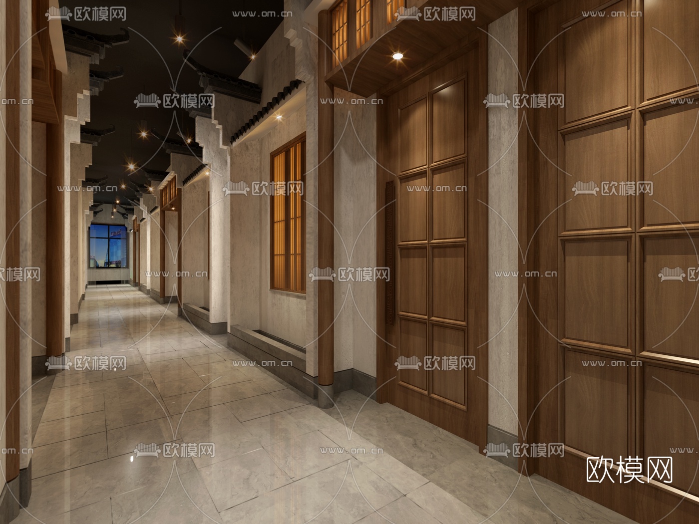 新中式餐厅包厢免费3d模型