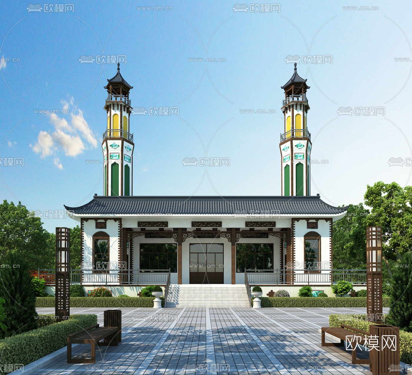 中式寺庙建筑外观3d模型