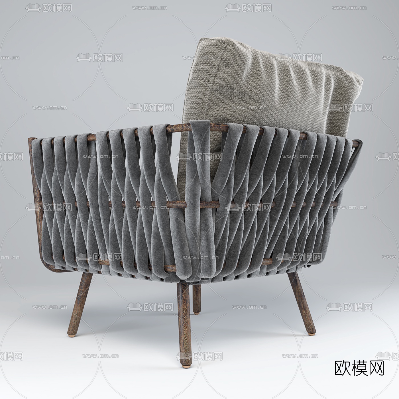 现代实木编制休闲椅3d模型