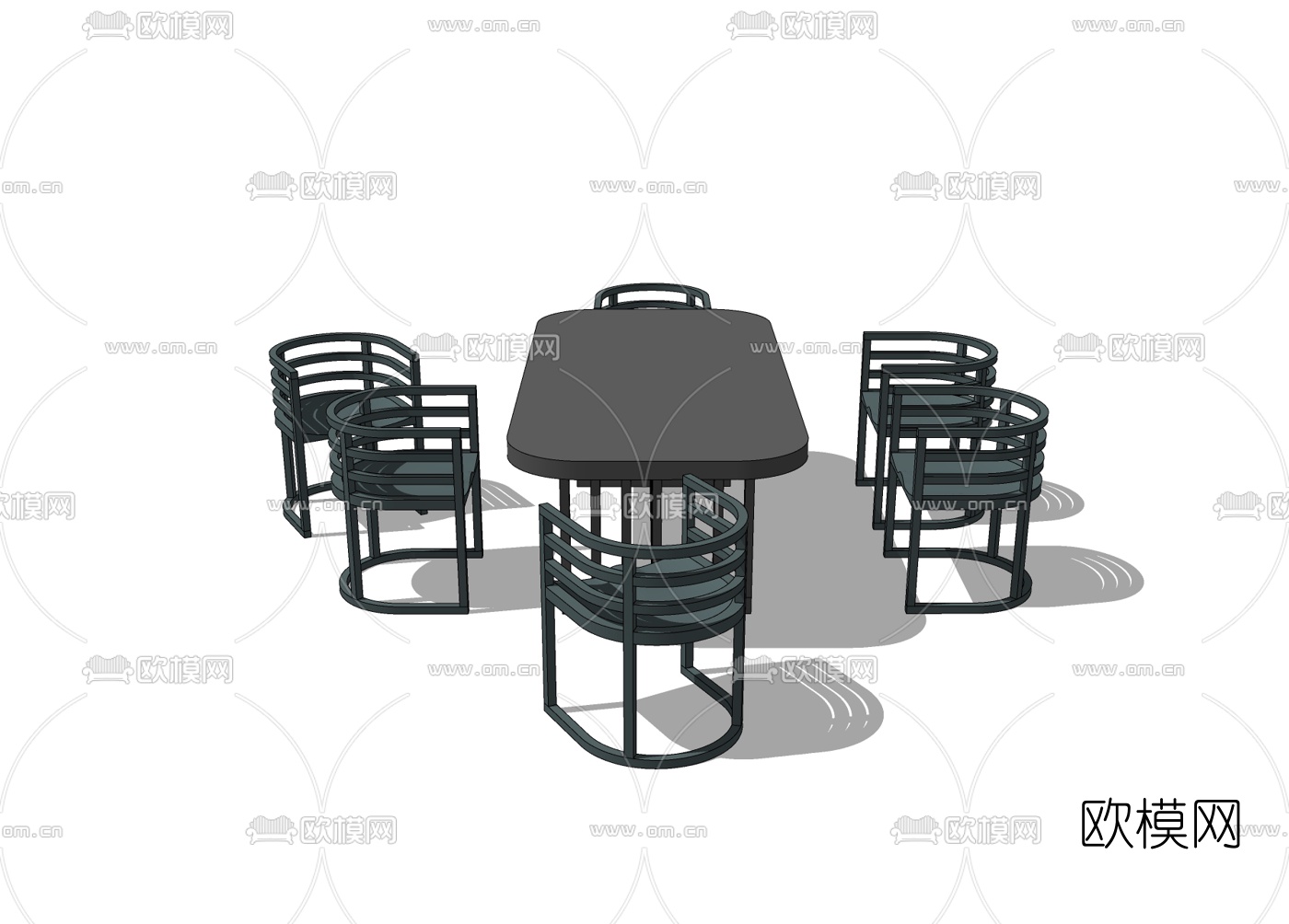 工业风餐桌椅免费su模型下载