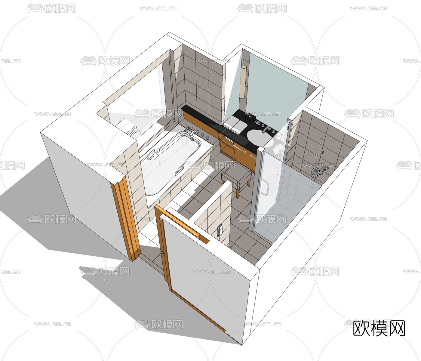 现代浴室卫生间免费su模型下载