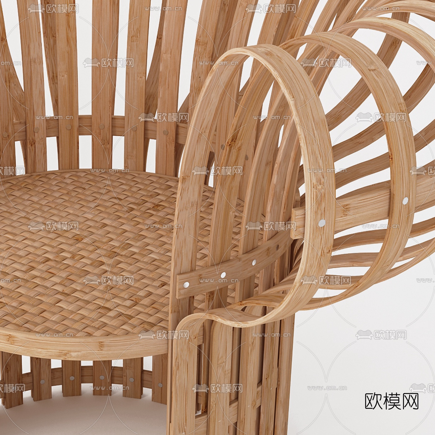 中式竹编椅子3d模型