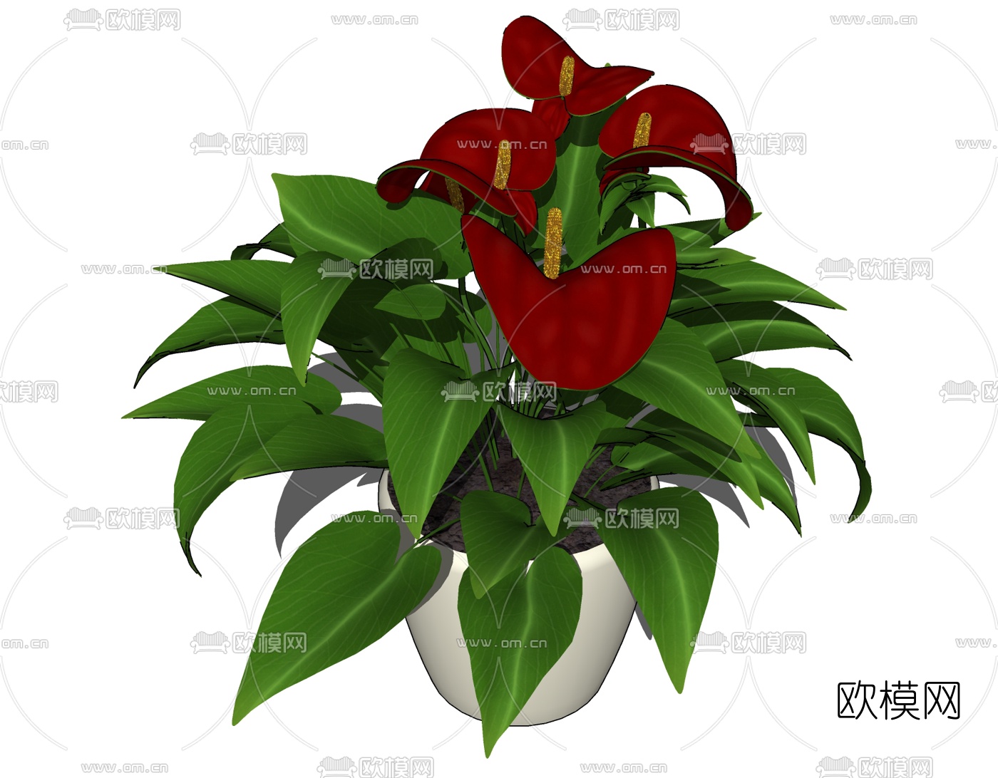 现代植物盆栽免费su模型
