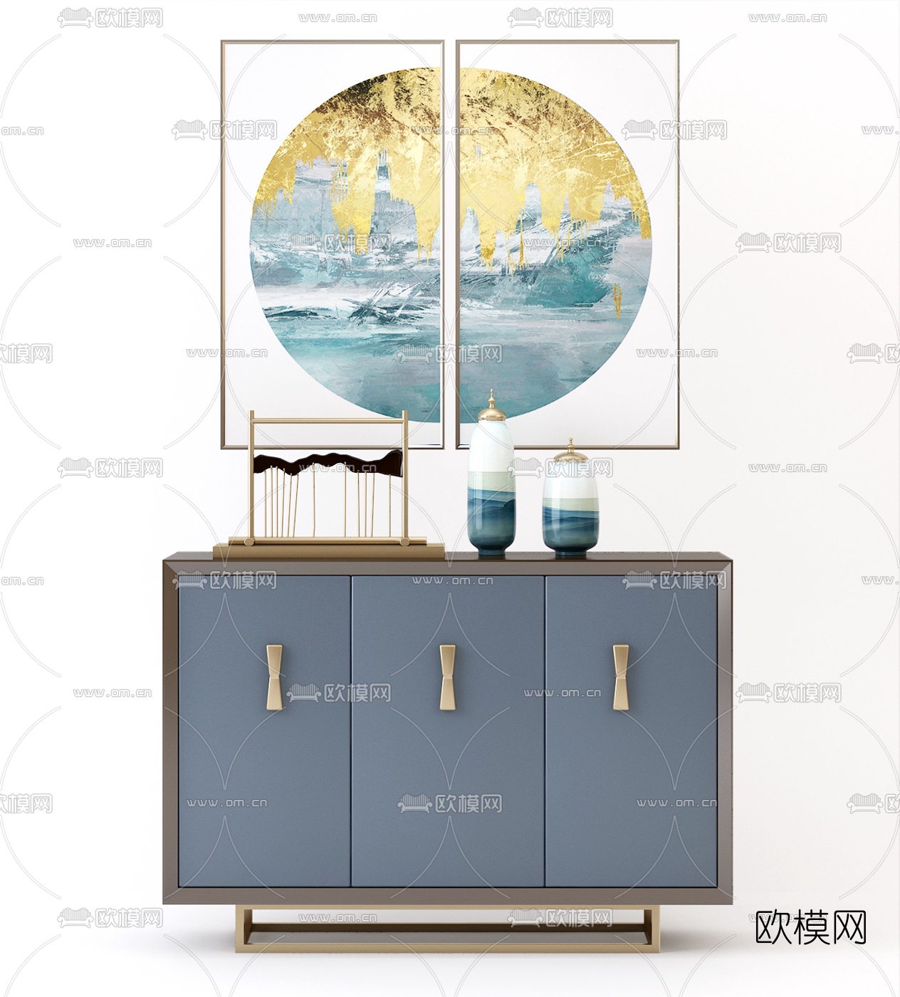 新中式边柜3d模型