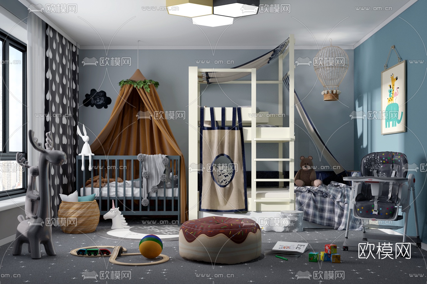 北欧儿童床玩具3d模型