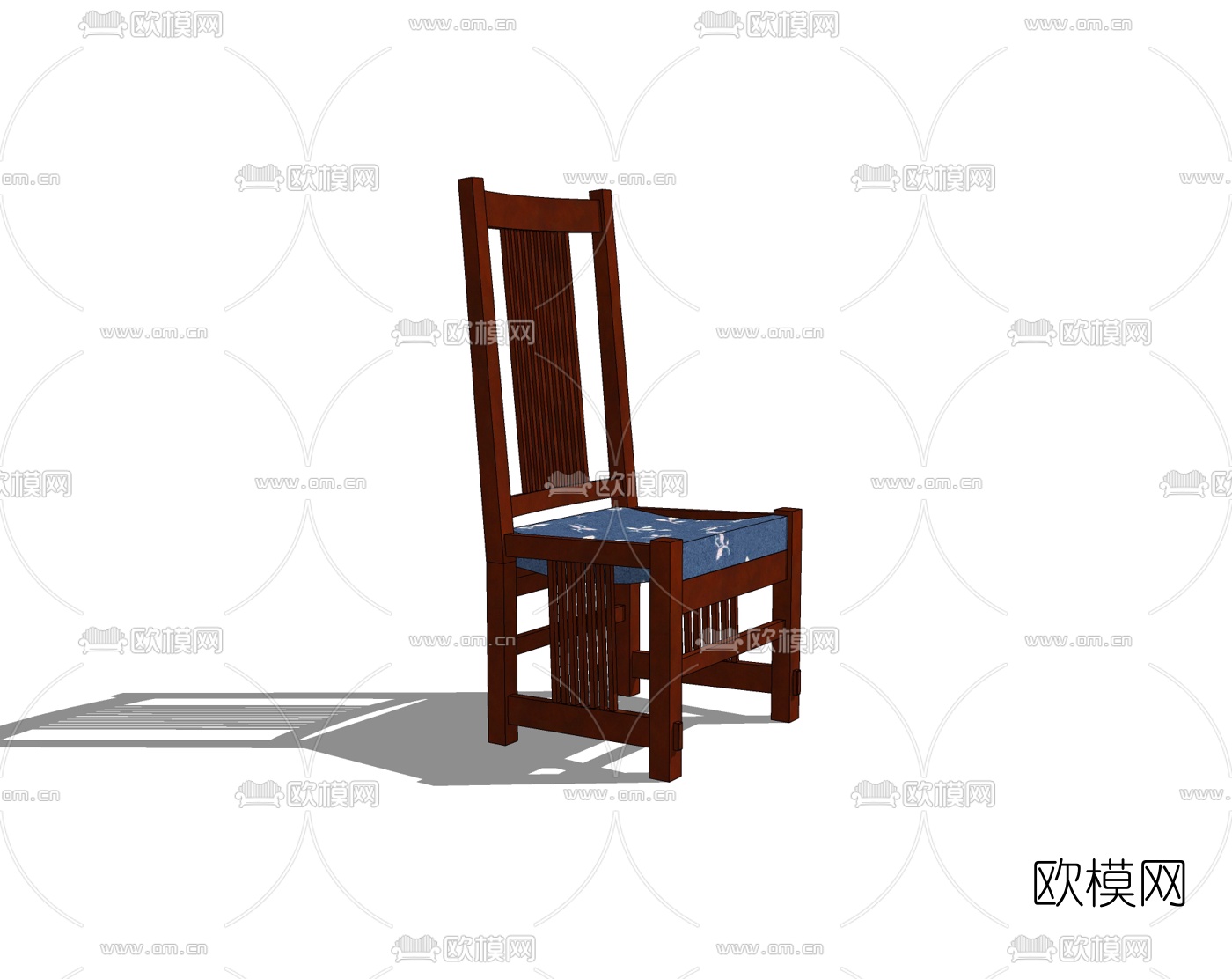 中式实木单椅免费su模型下载