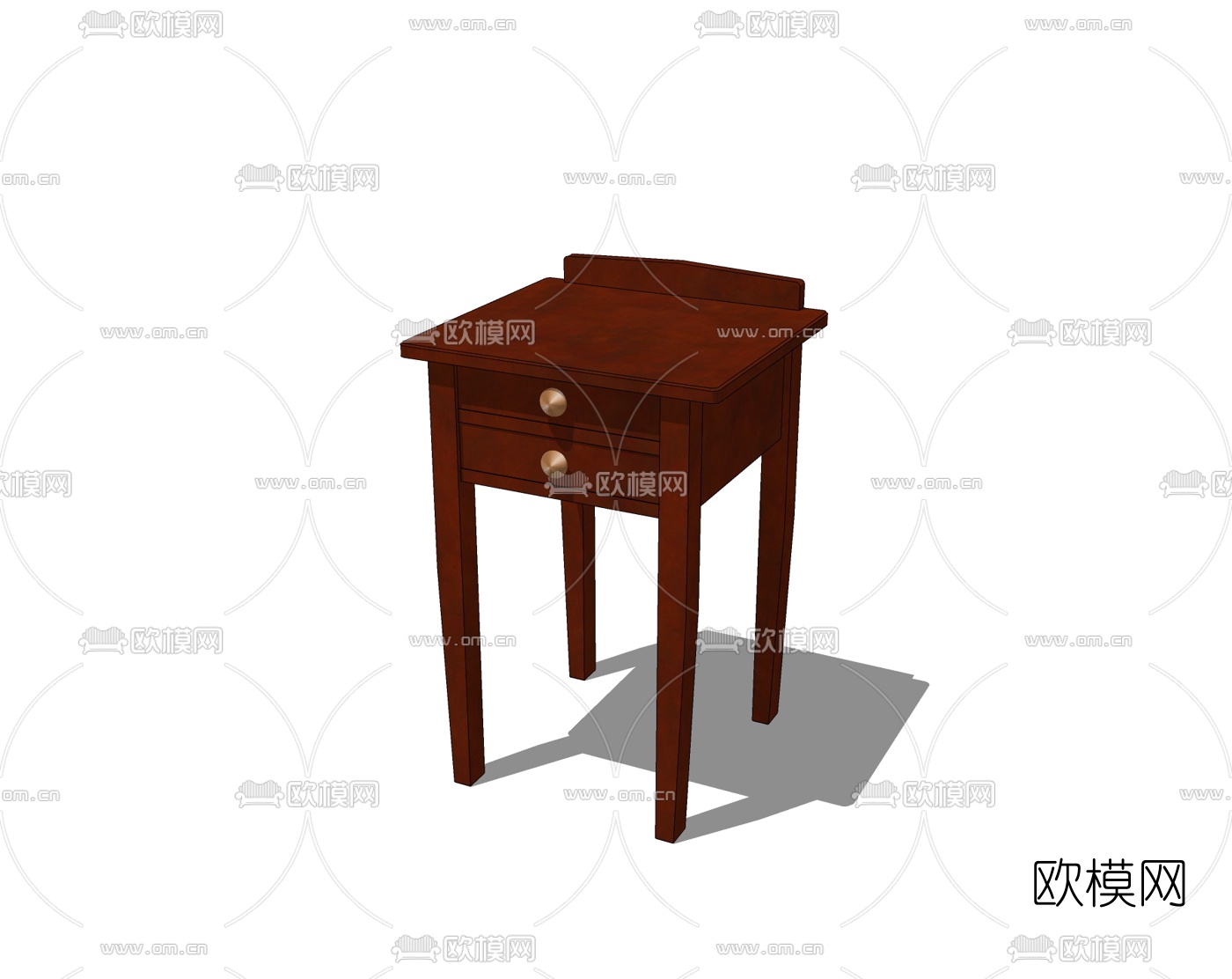 中式实木床头柜免费su模型下载