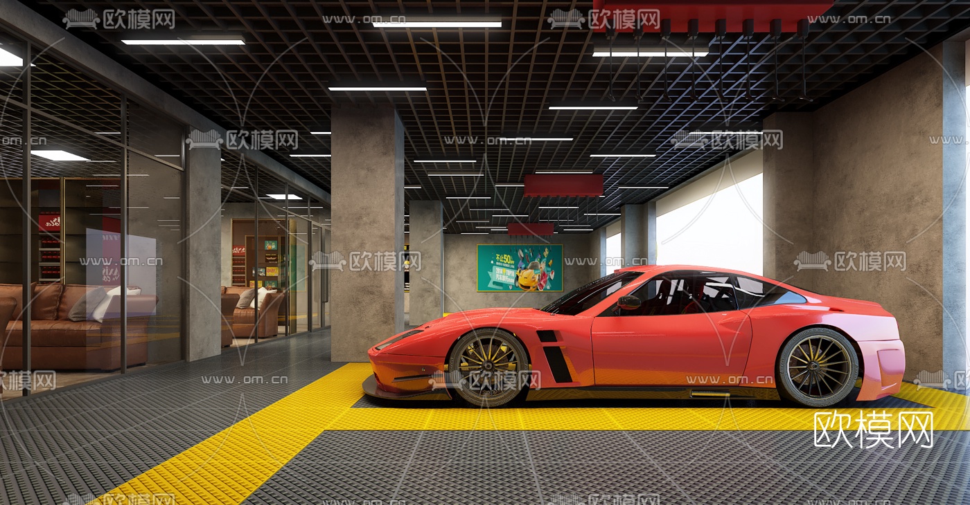 现代汽车美容店3d模型下载（渲染图3）
