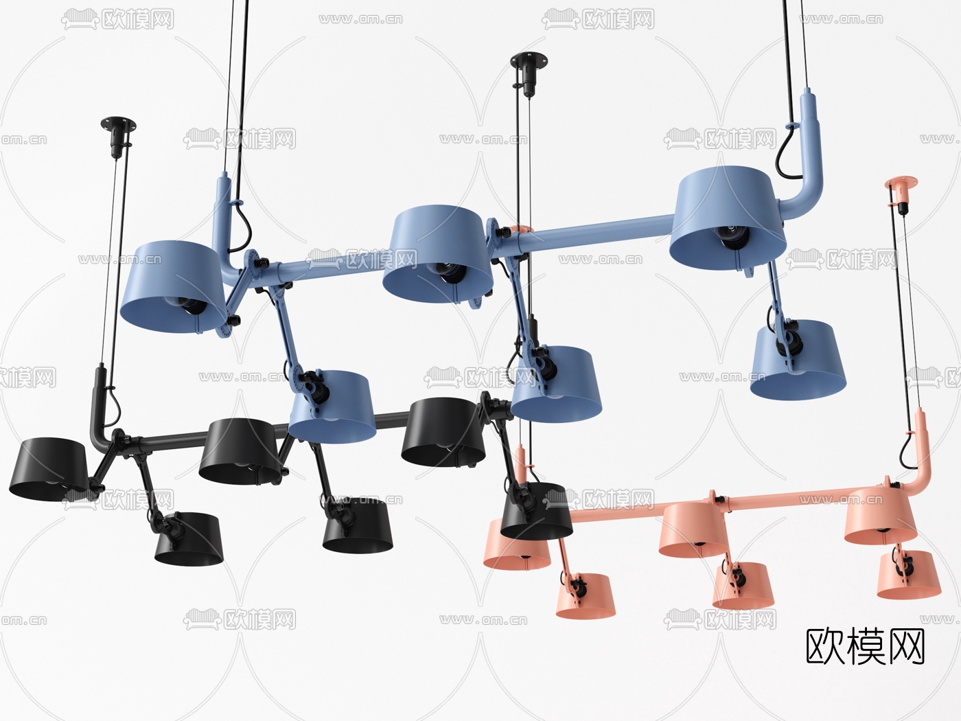 北欧创意多头吊灯3d模型下载（渲染图1）