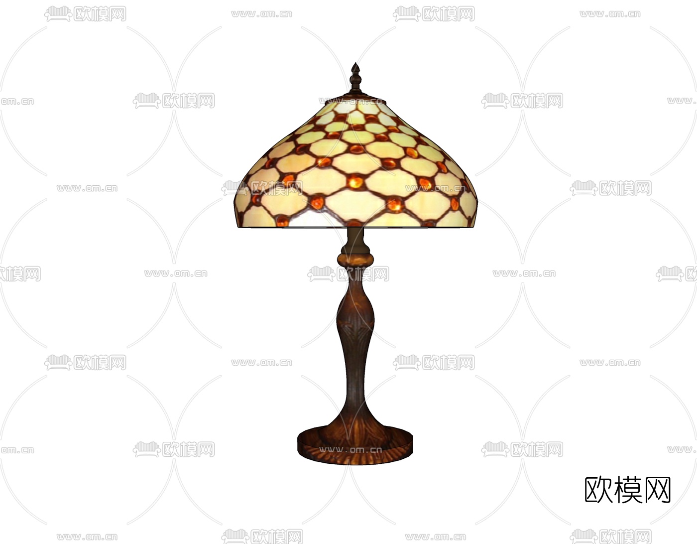 美式实木台灯免费su模型下载