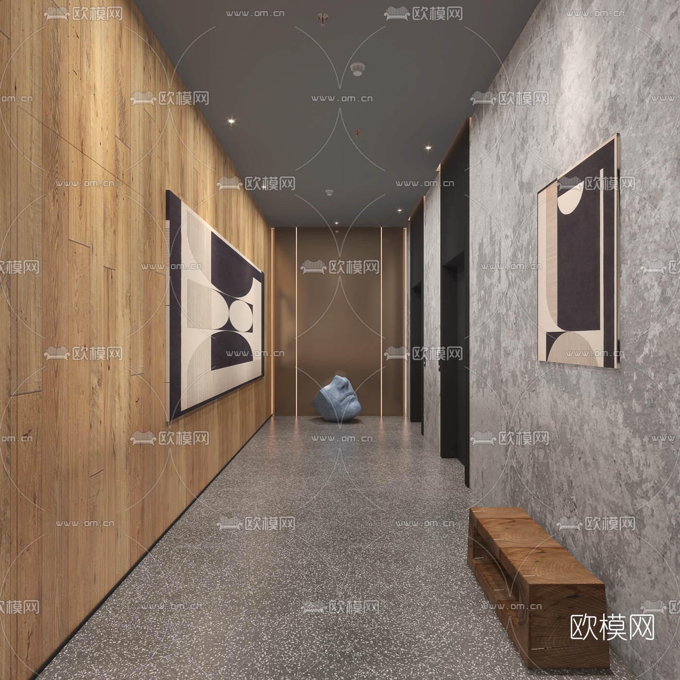 工业风酒店大堂吧3d模型下载（渲染图3）