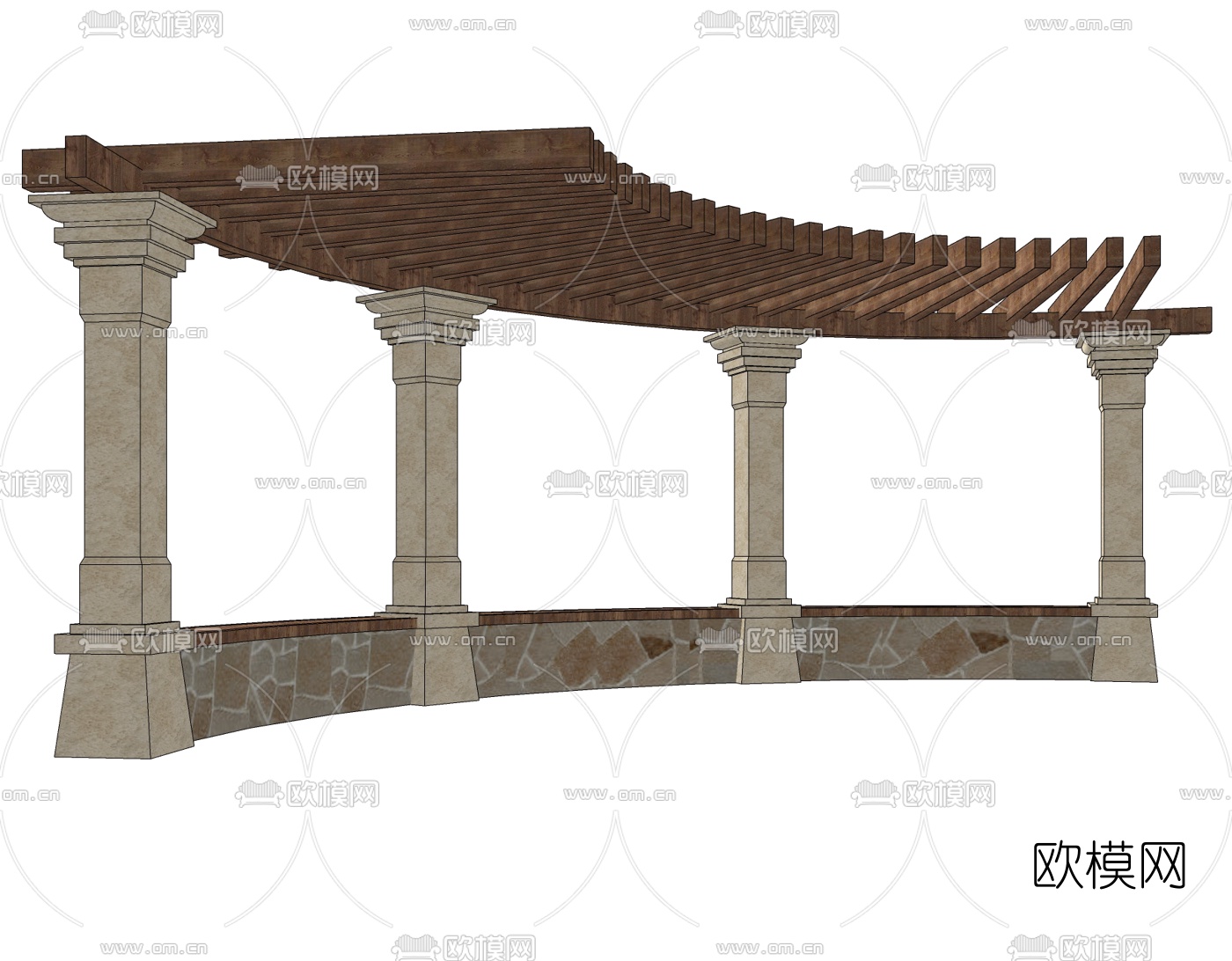 欧式廊架免费su模型下载