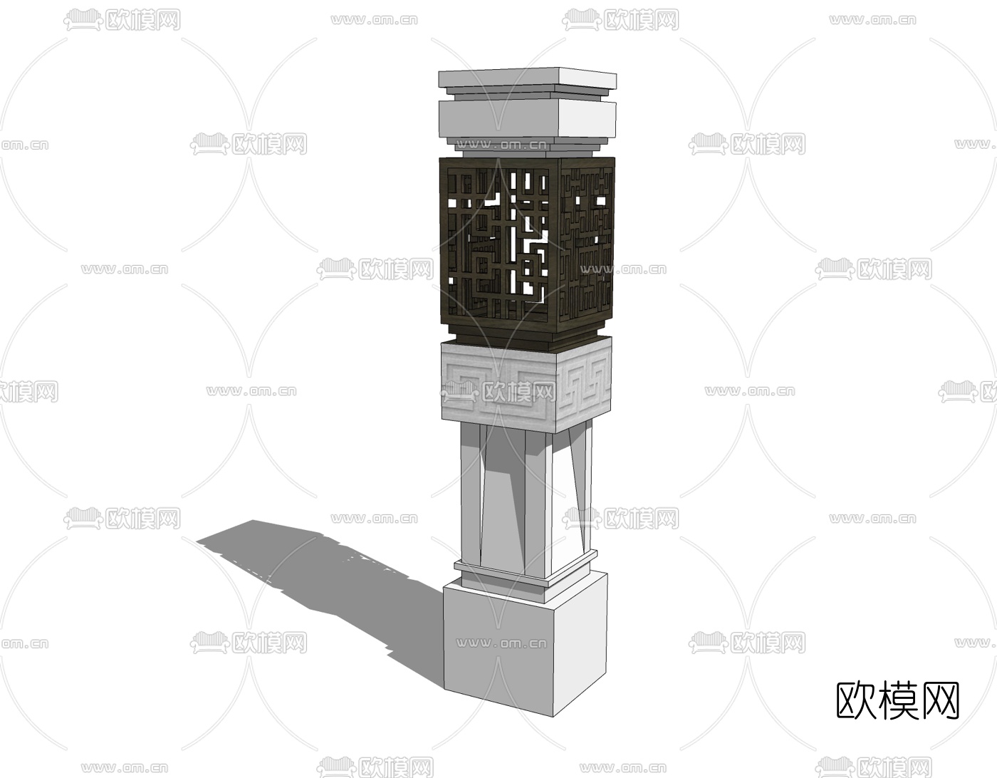 中式路灯景观灯免费su模型下载