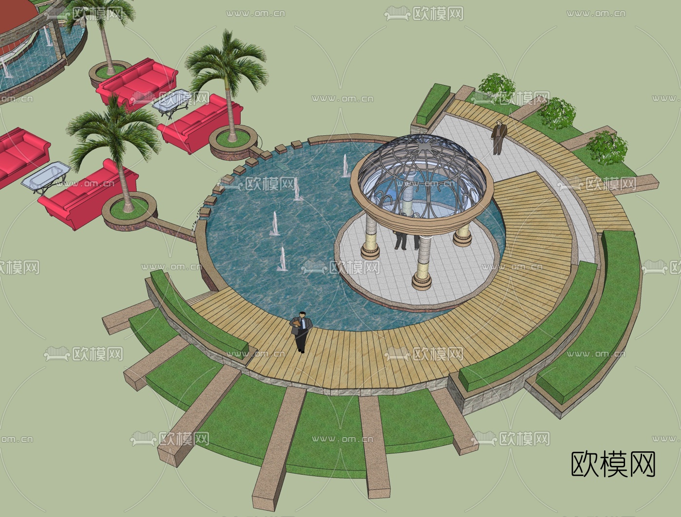 欧式水景小品免费su模型下载（渲染图2）