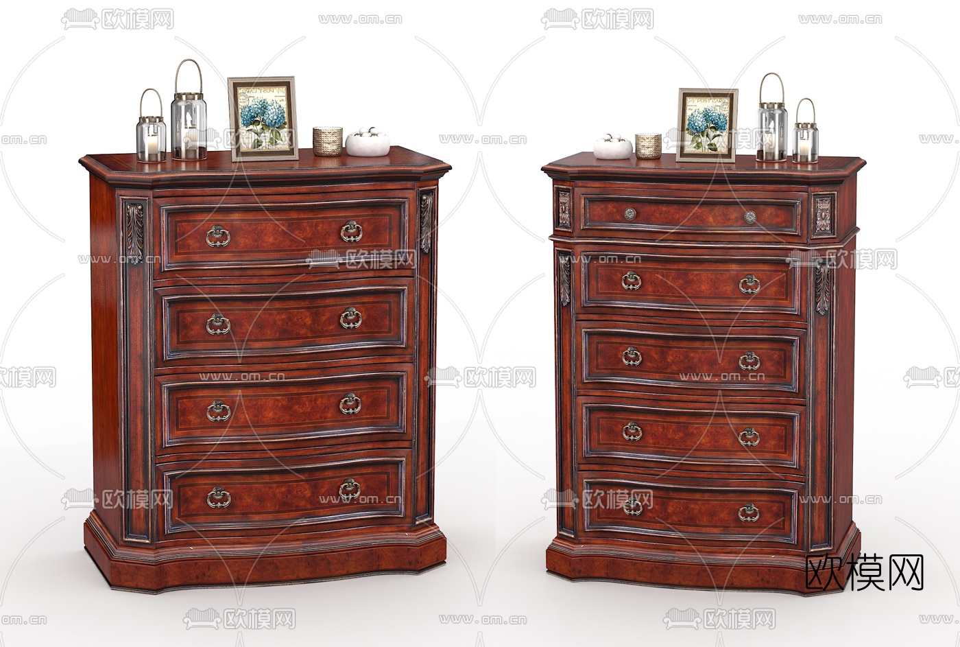 欧式古典斗柜组合3d模型下载