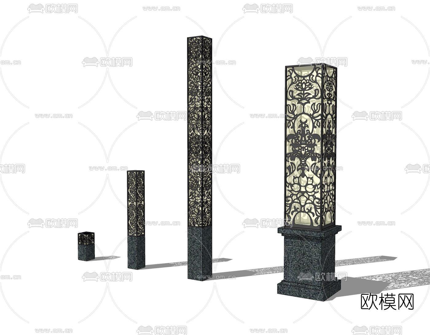 新中式路灯景观灯su模型下载