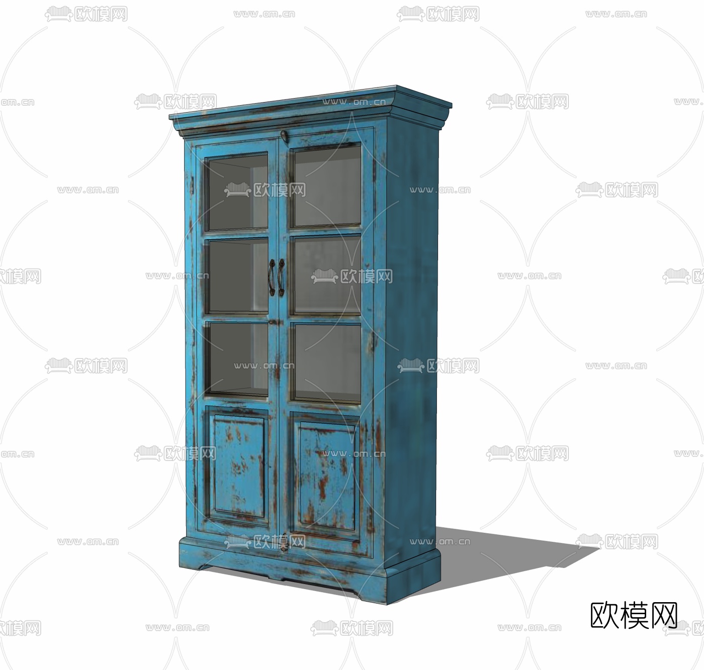 工业风实木装饰柜免费su模型下载