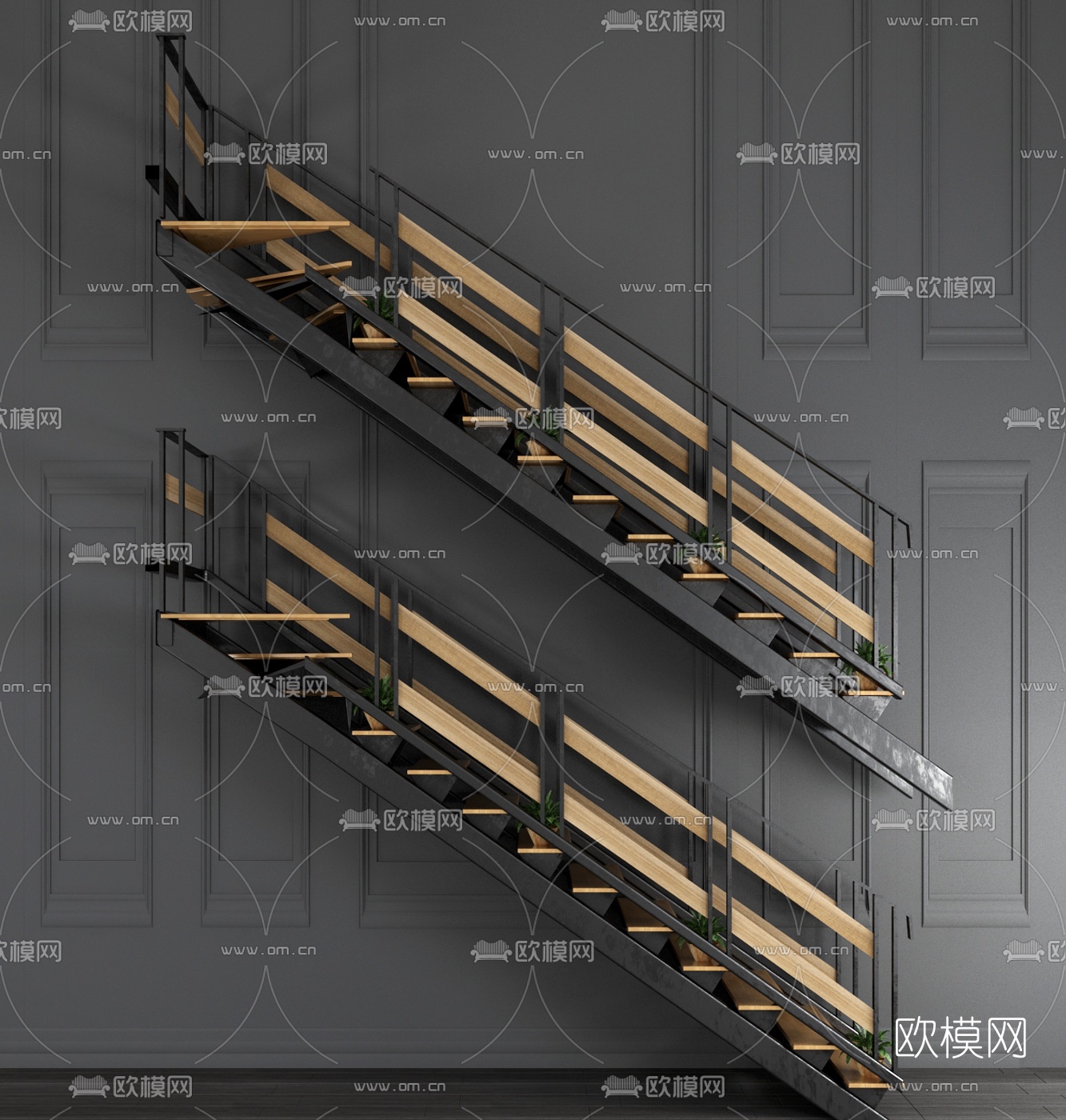 工业风楼梯组合3d模型下载（渲染图5）
