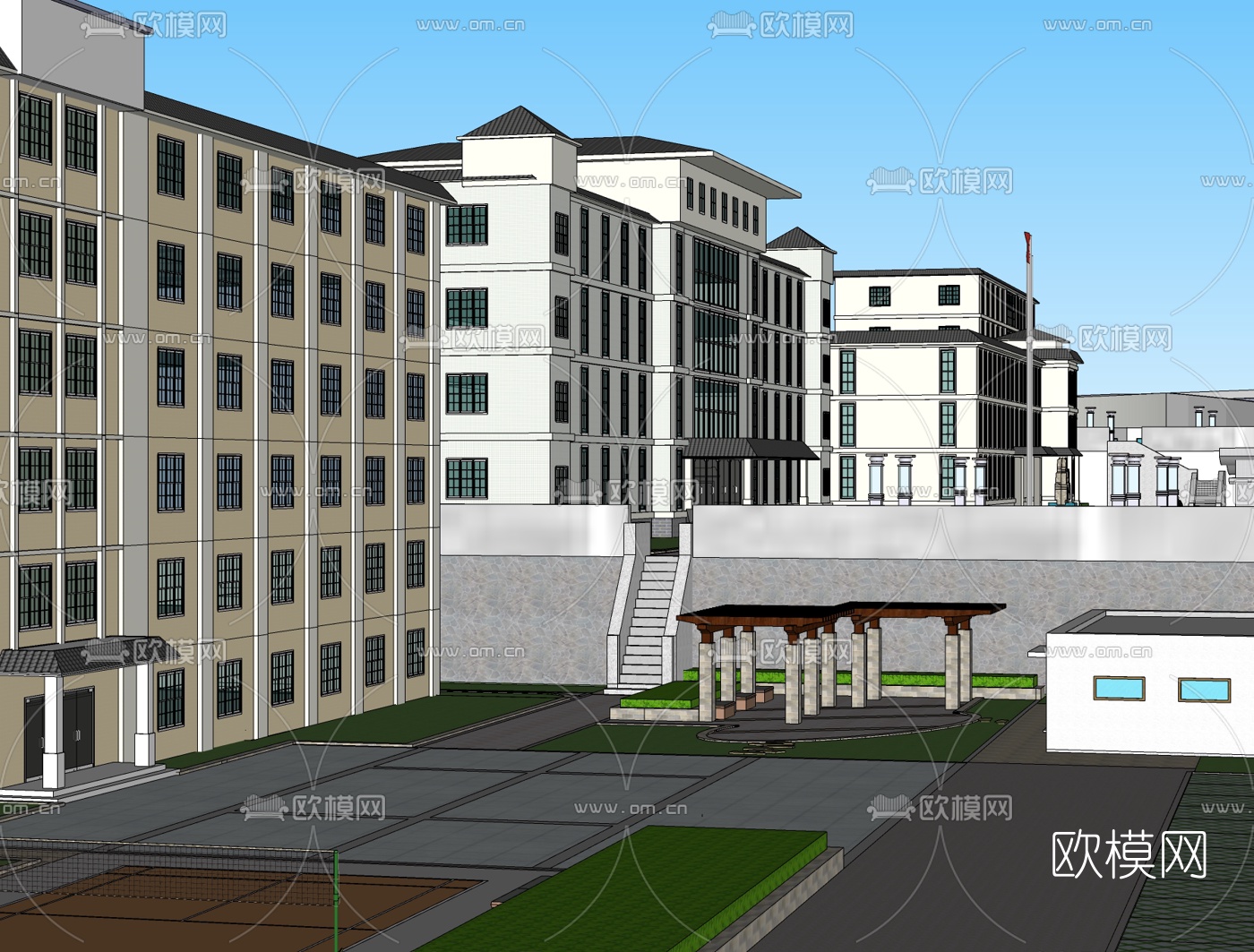 现代工业园区规划免费su模型下载（渲染图1）