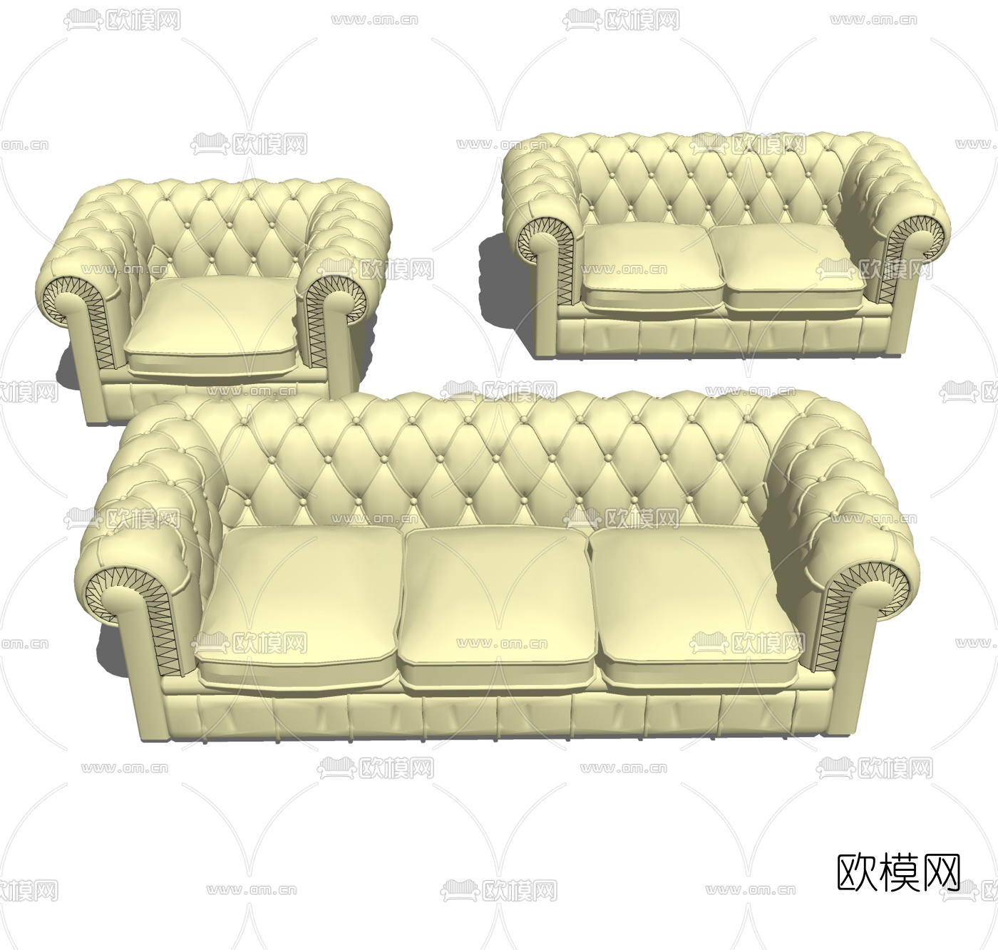 欧式多人沙发免费su模型下载