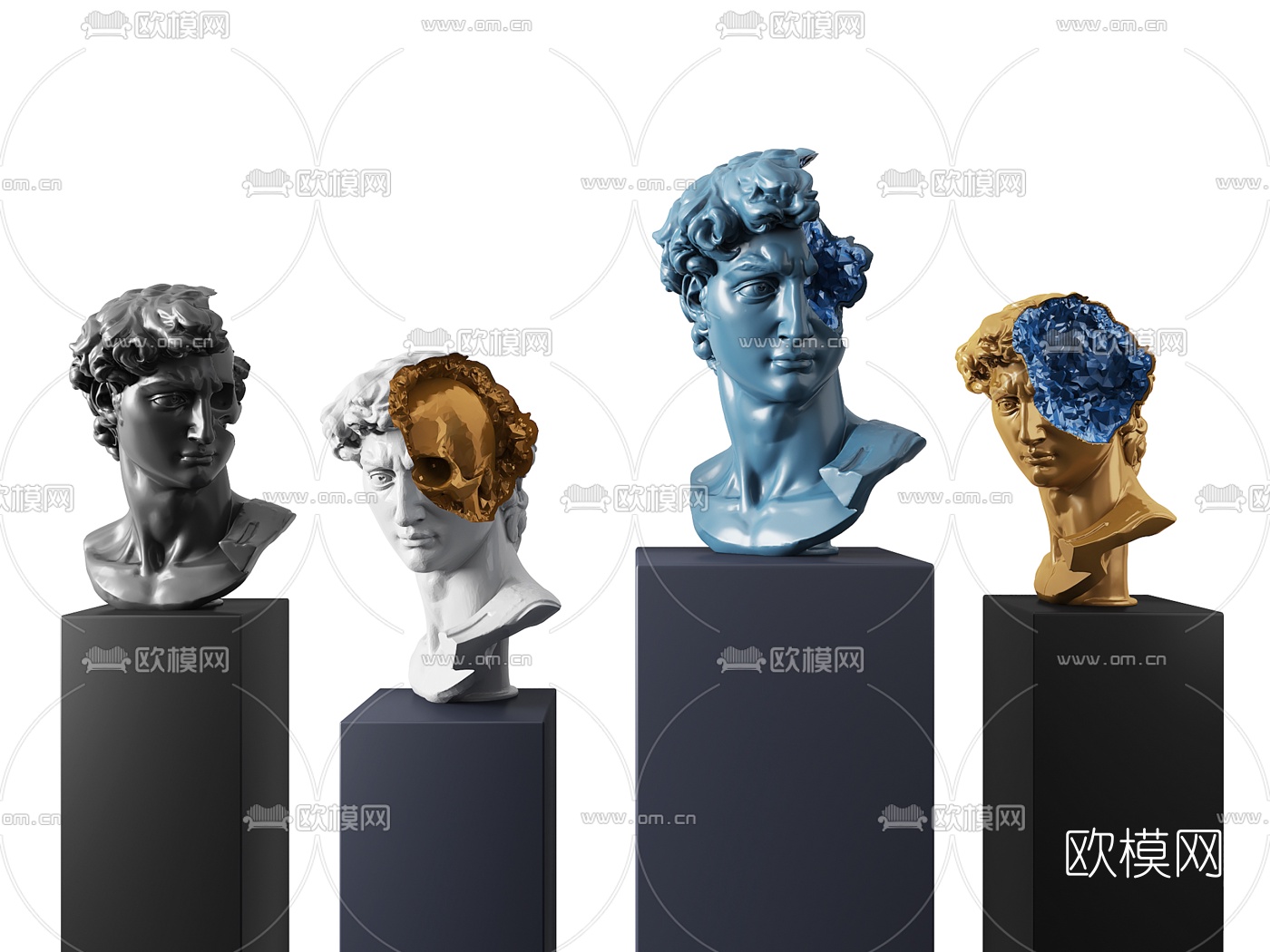 现代人物头像雕塑3d模型