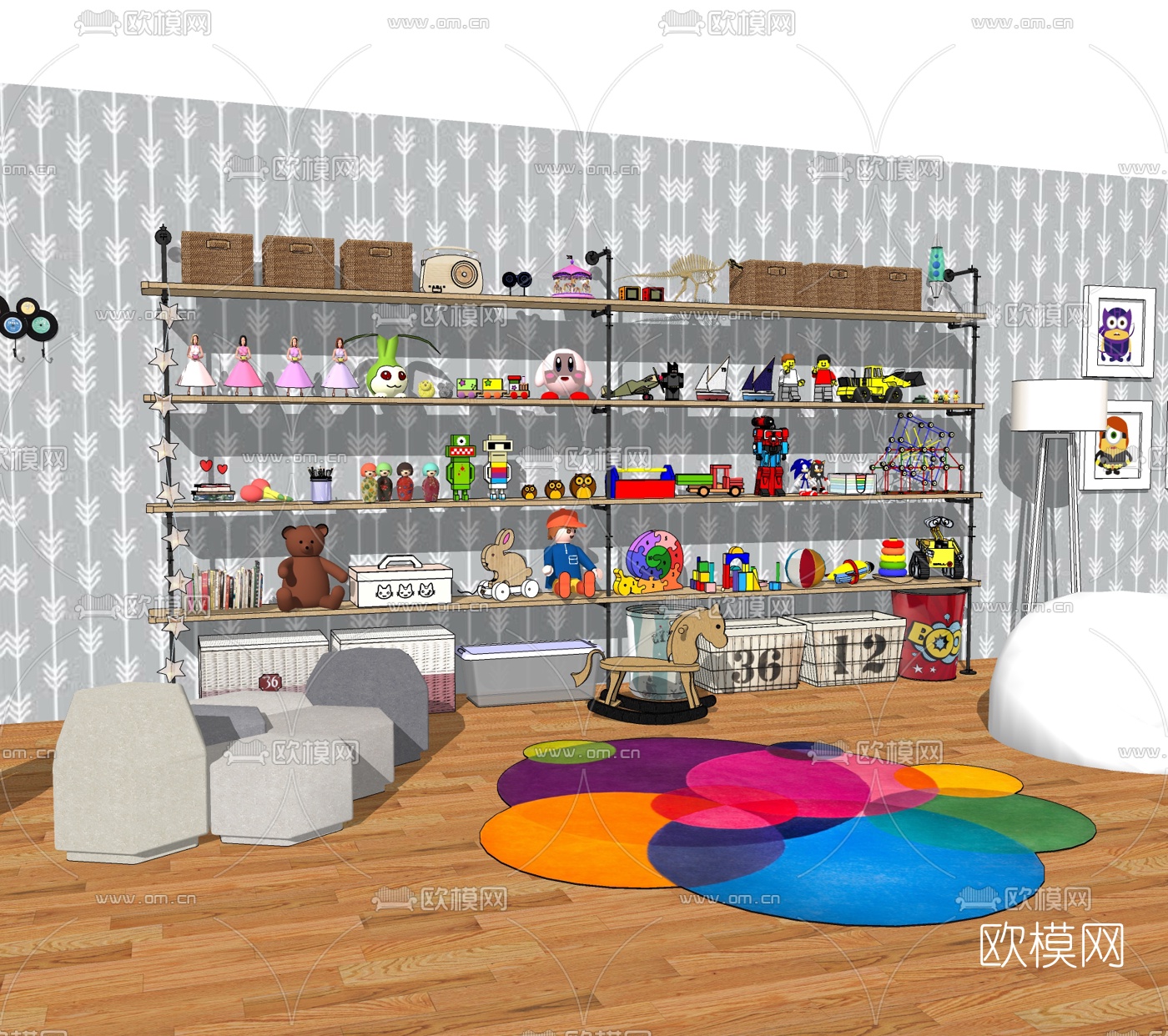 现代玩具组合su模型下载