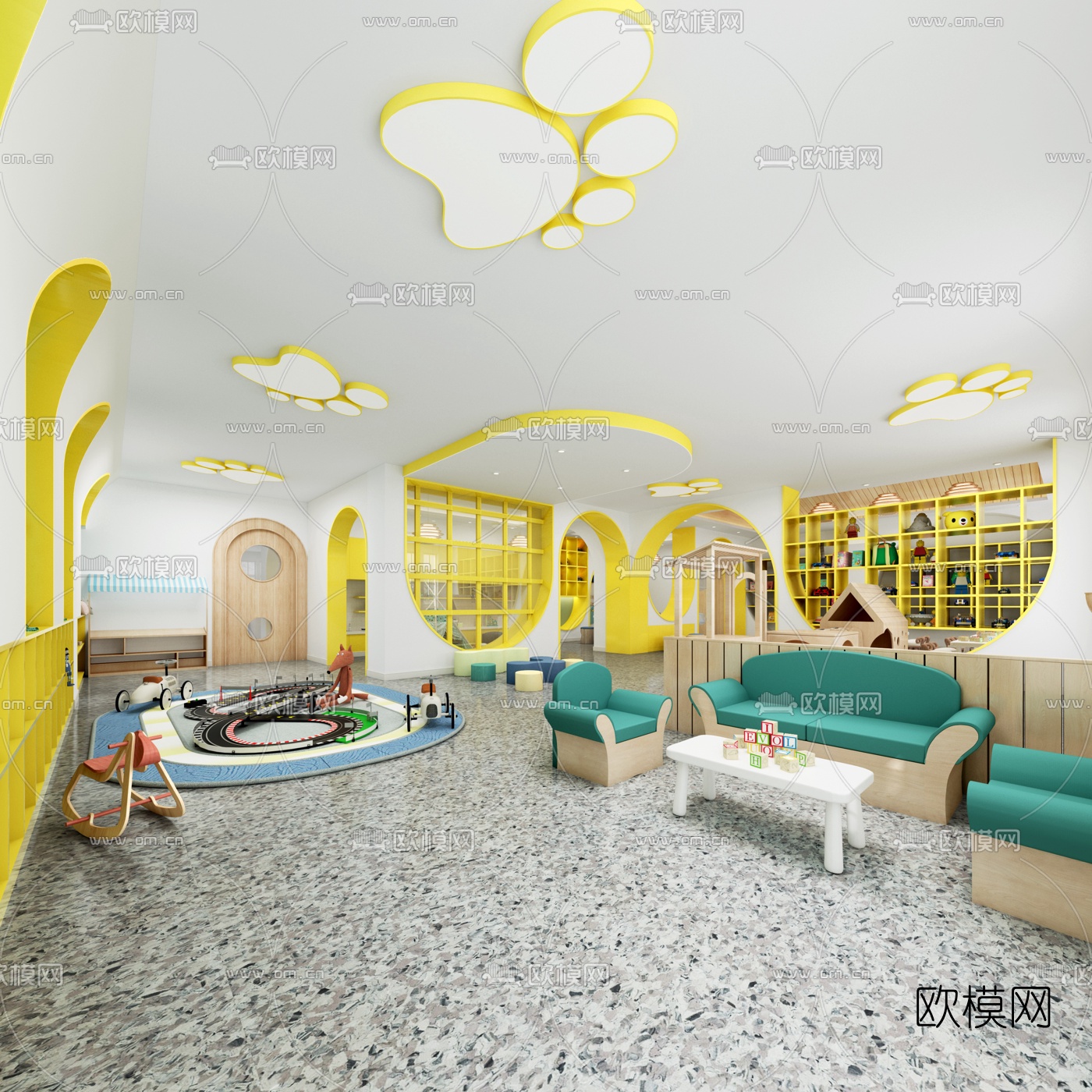 北欧幼儿园课室活动中心3d模型下载（渲染图2）