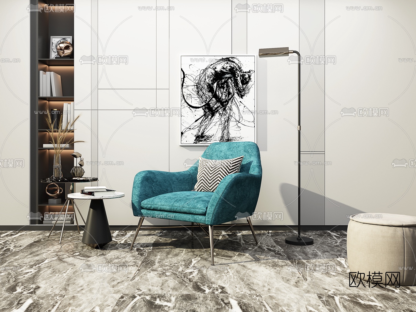 现代轻奢休闲椅3d模型下载