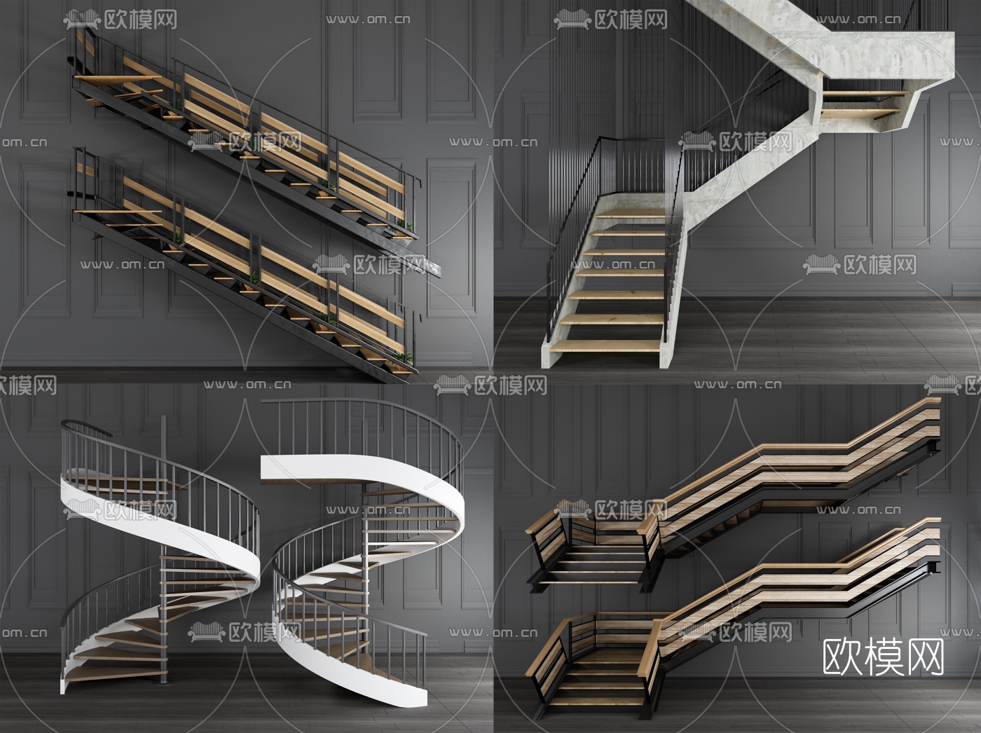 工业风楼梯组合3d模型下载（渲染图1）