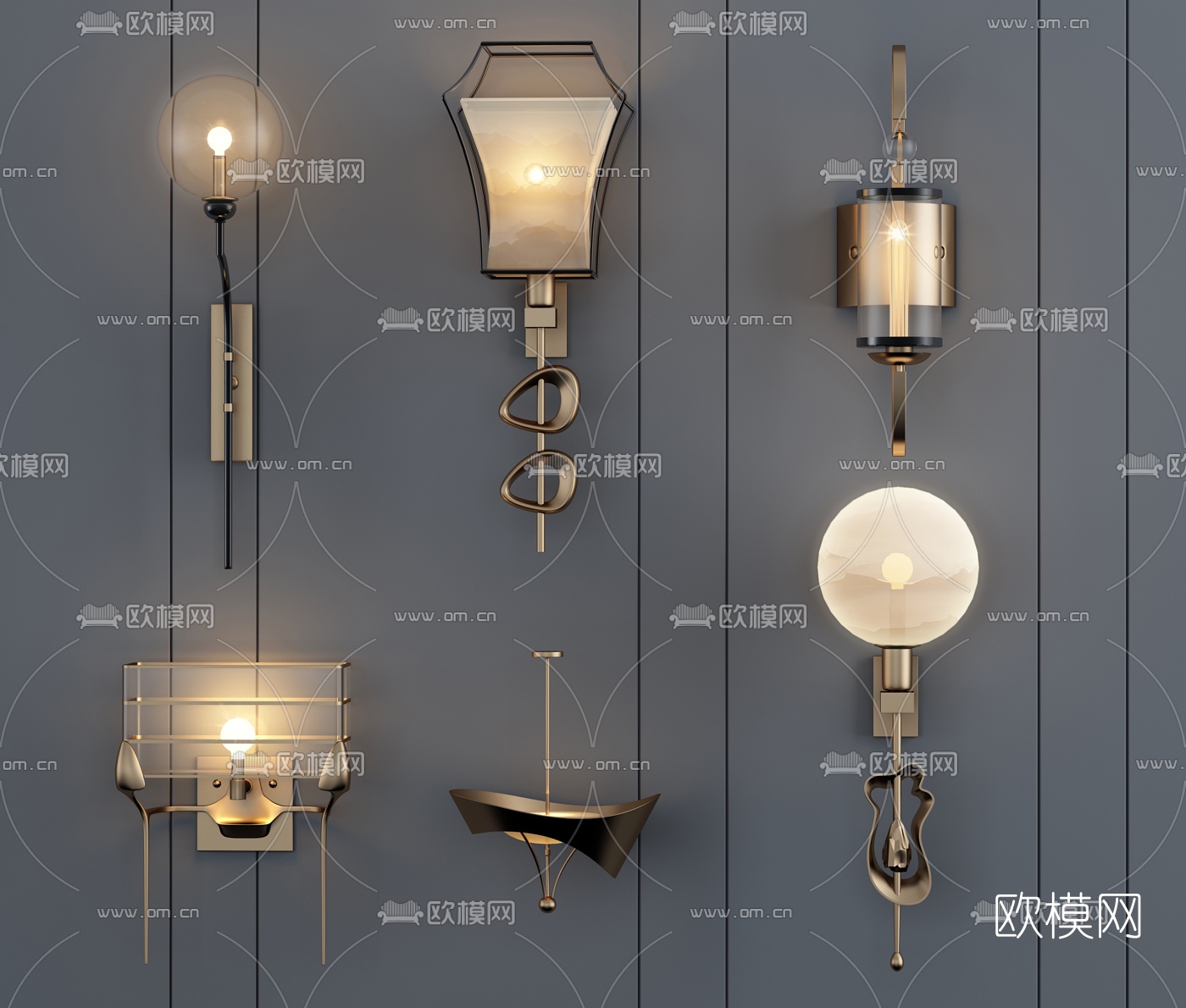 新中式金属壁灯3d模型下载