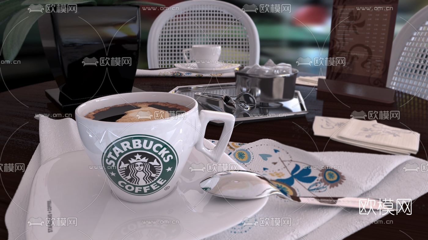 现代星巴克咖啡杯3d模型下载