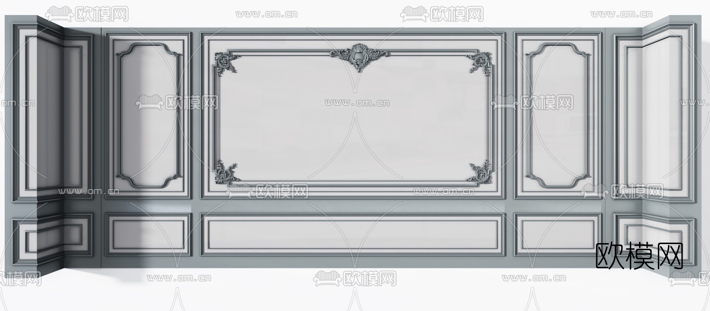简欧护墙板背景墙3d模型