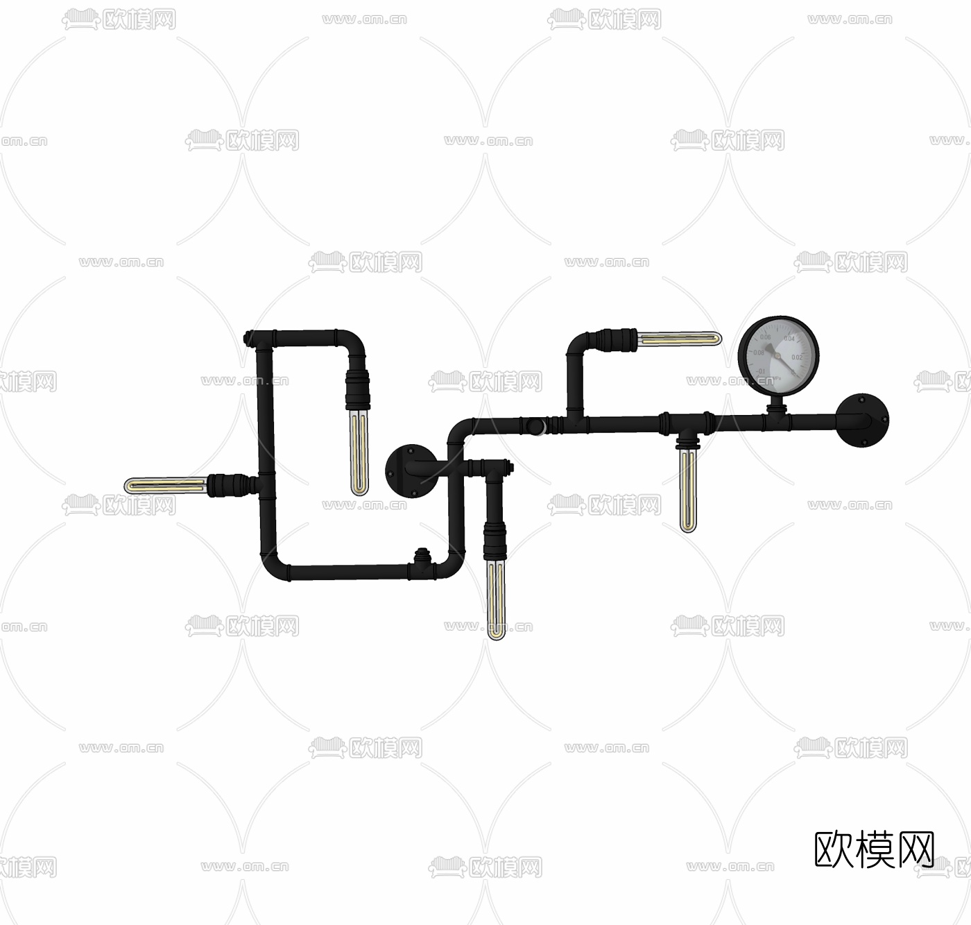 工业风水管装饰壁灯免费su模型