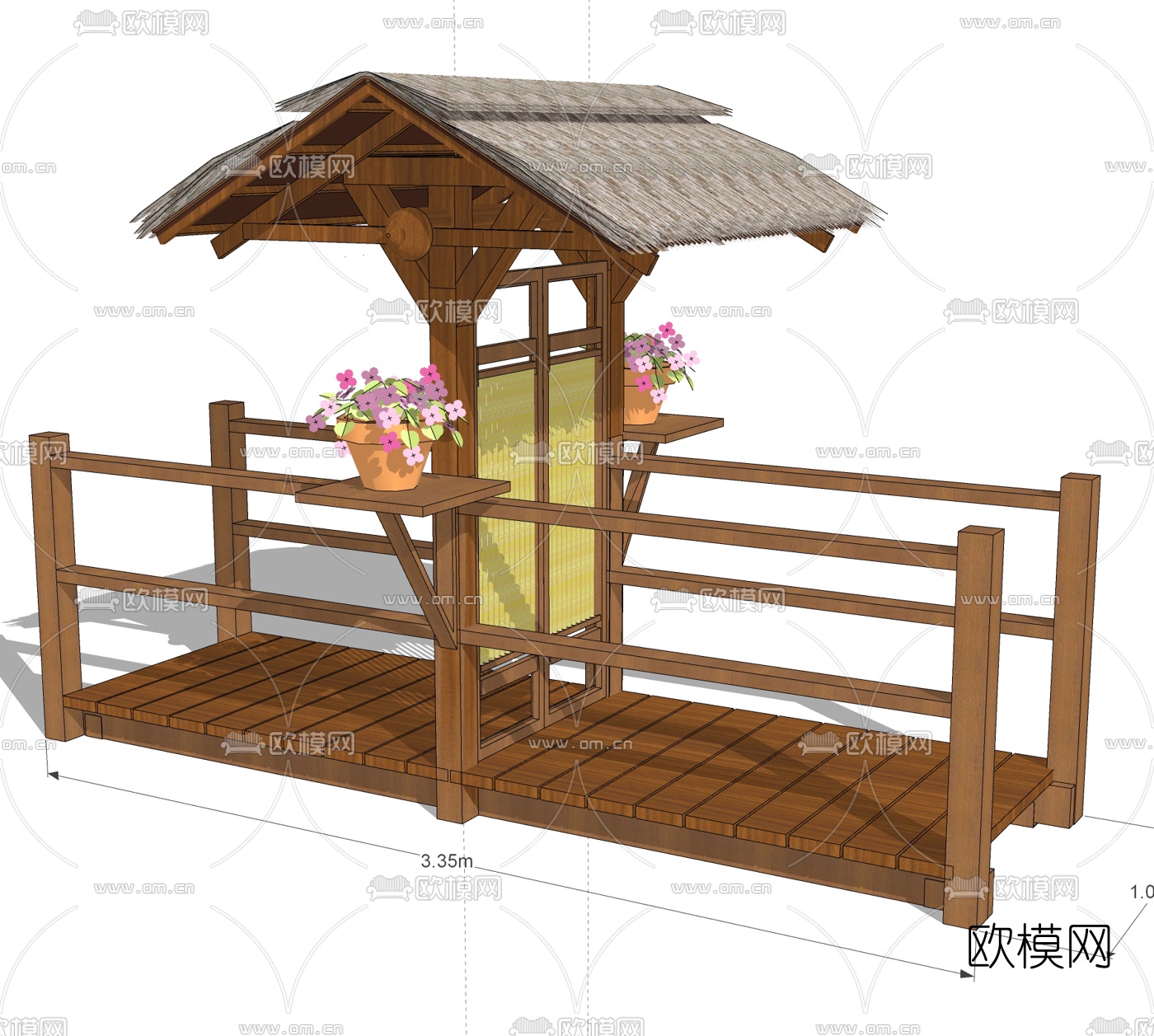 自然风木桥免费su模型下载