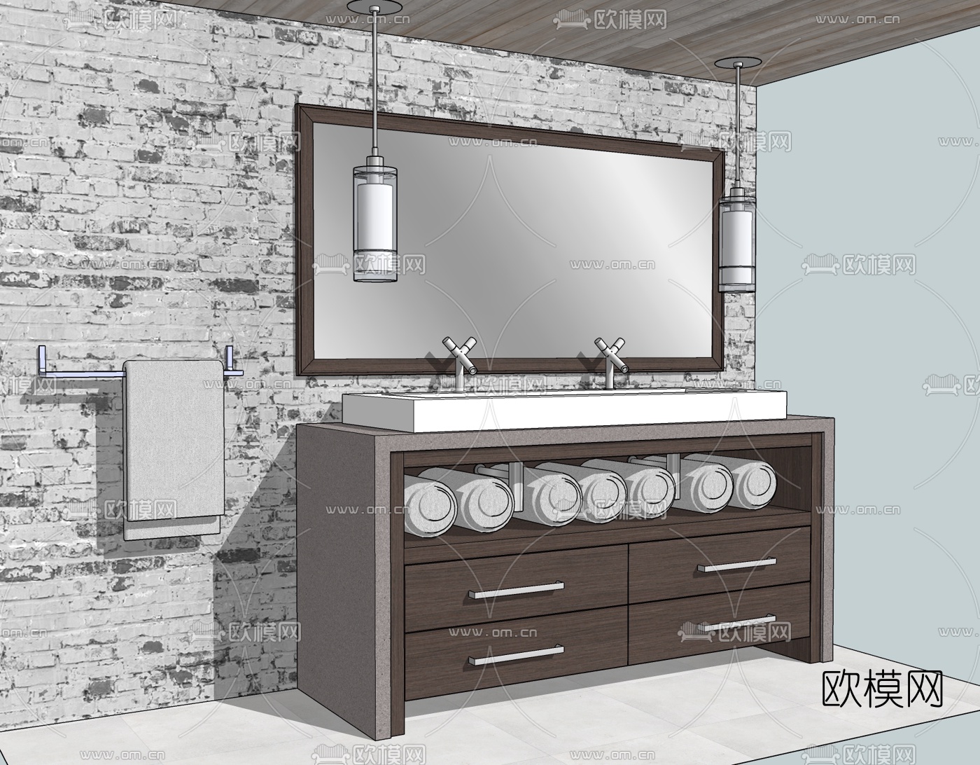 现代浴室柜洗手台免费su模型下载