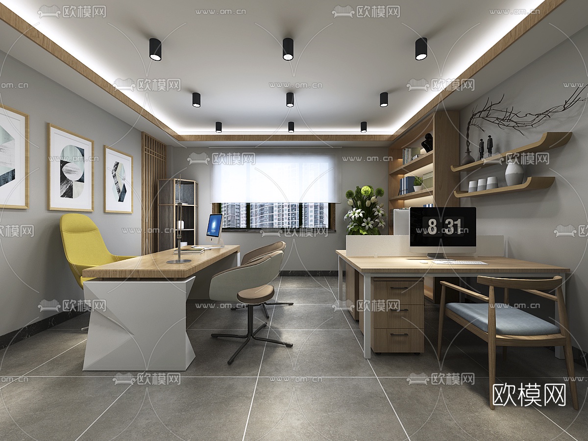 现代接待室办公室免费3d模型