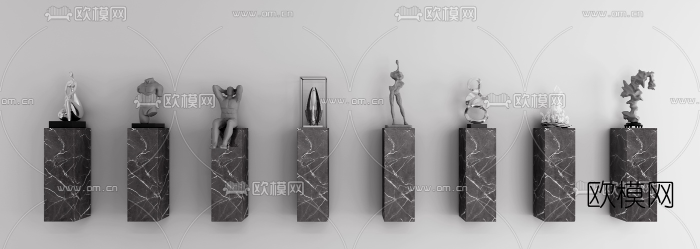 现代艺术品雕塑摆件组合3d模型