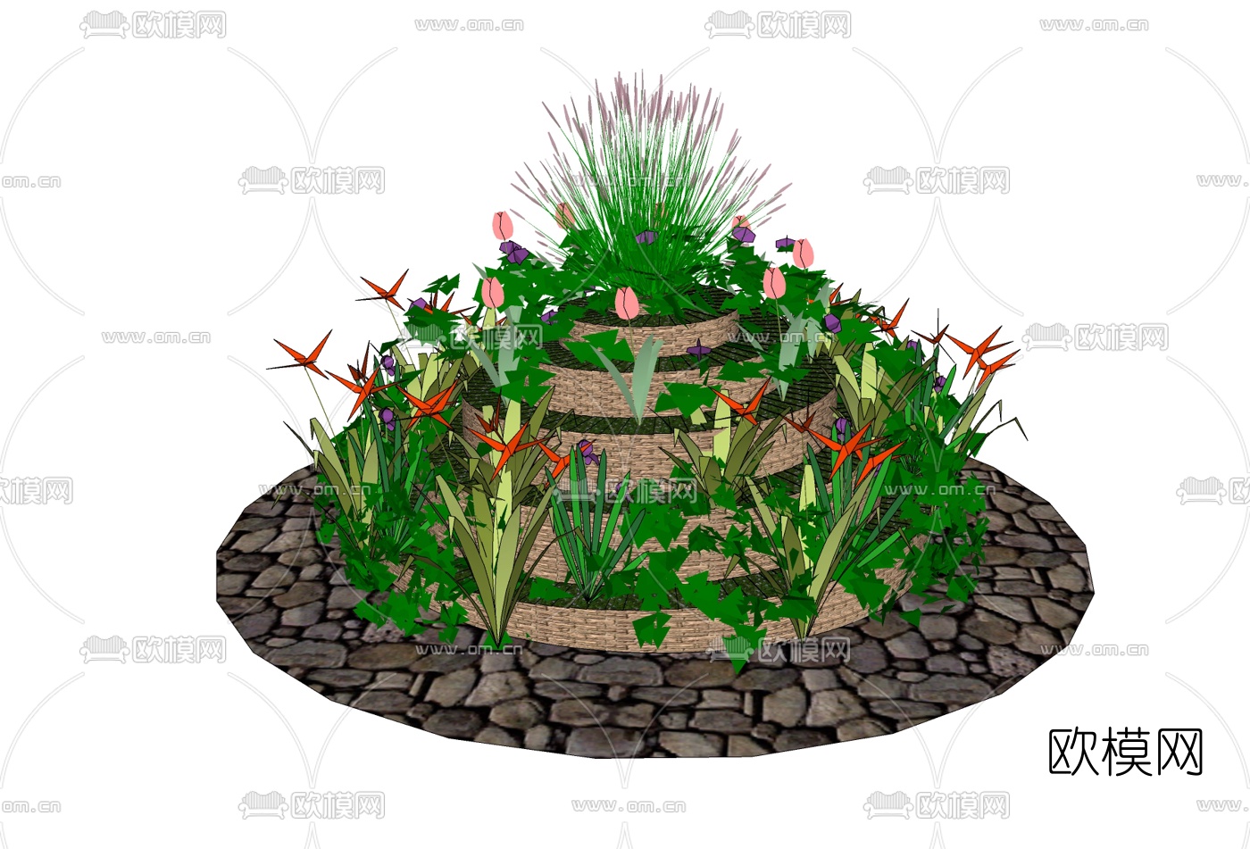 现代花坛景观免费su模型下载