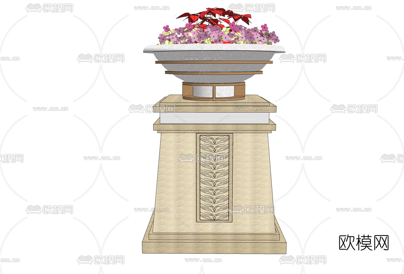 欧式花钵免费su模型下载