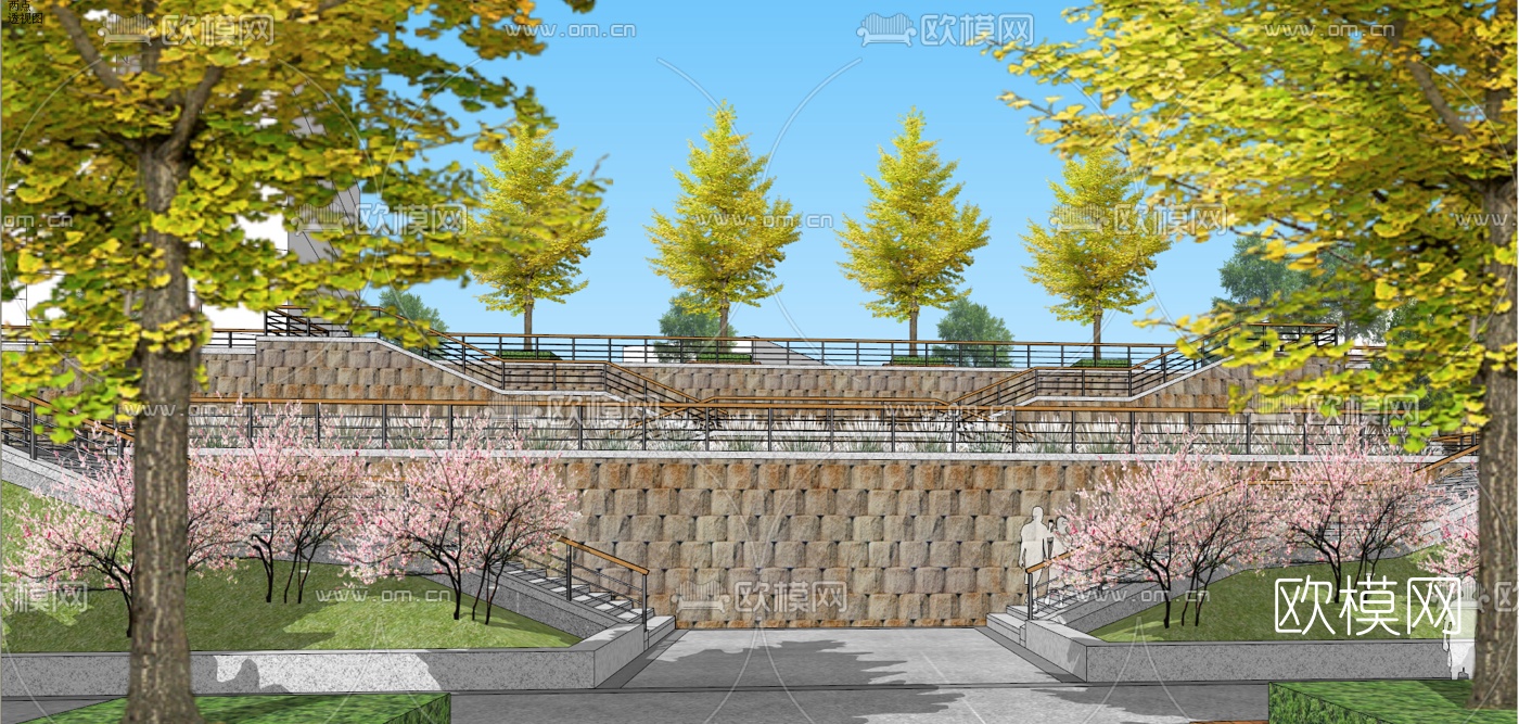 现代滨水景观su模型下载（渲染图7）