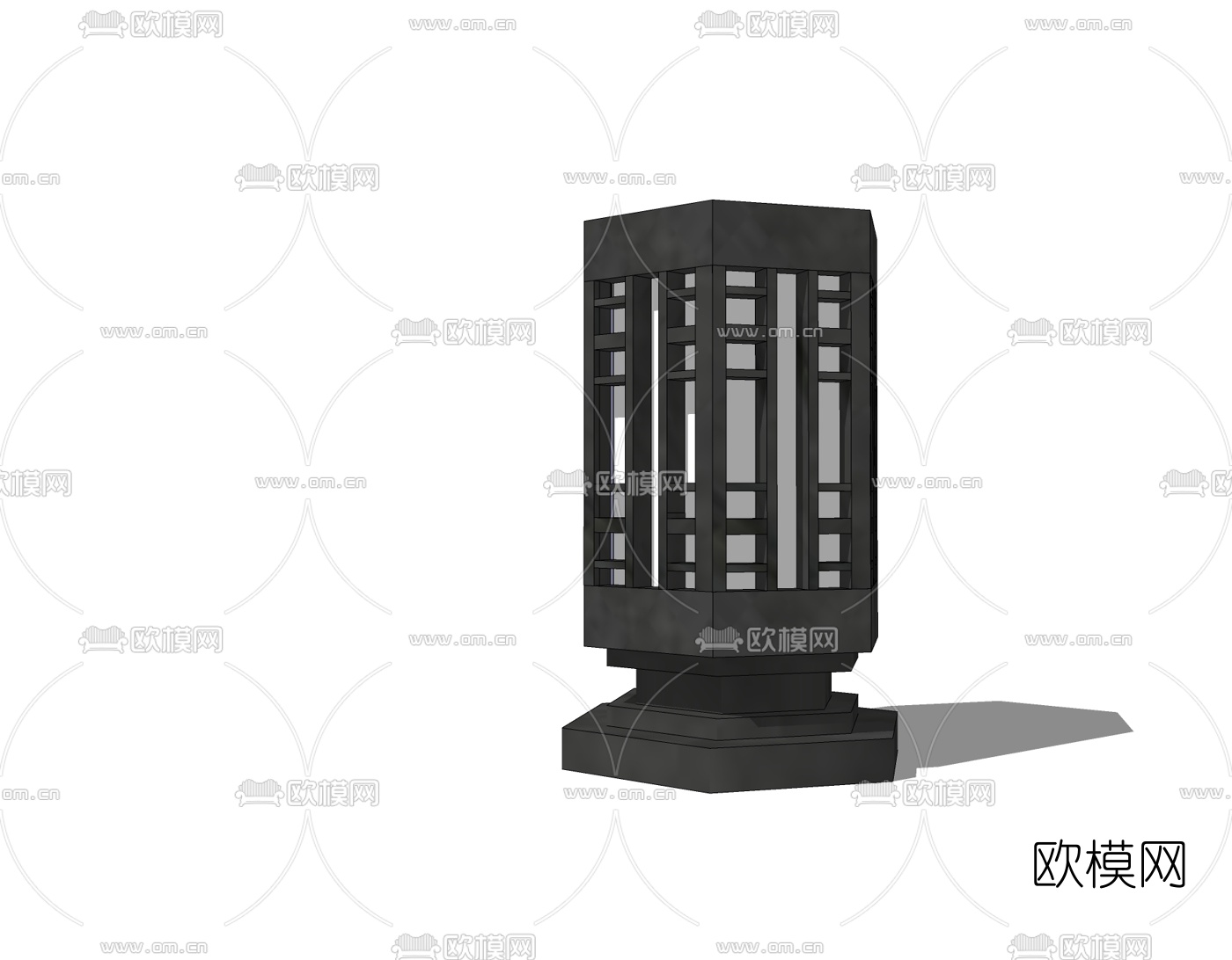 中式草坪灯景观灯免费su模型下载