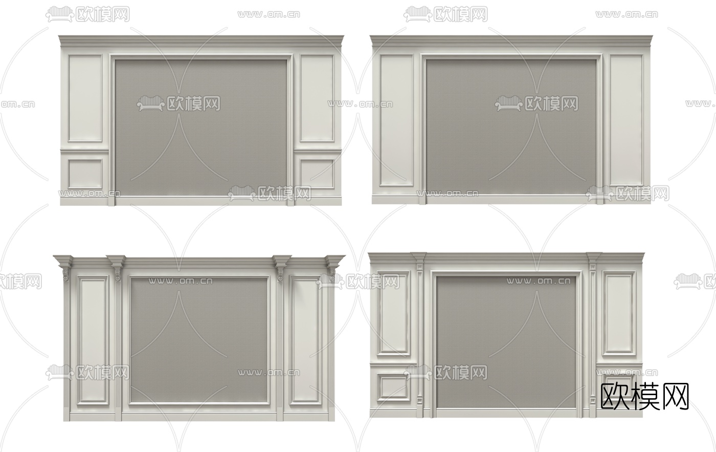 简欧背景墙组合3d模型