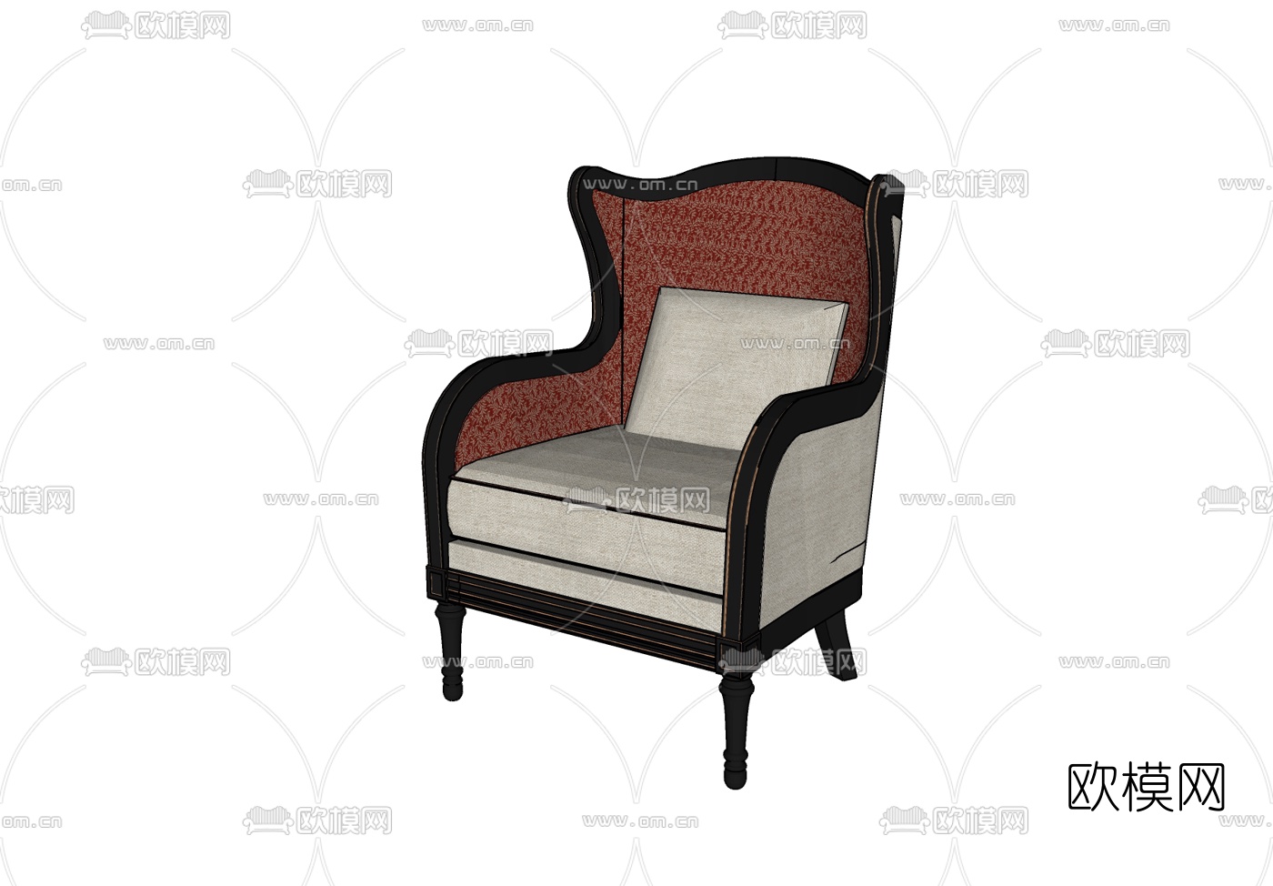美式单人沙发免费su模型下载