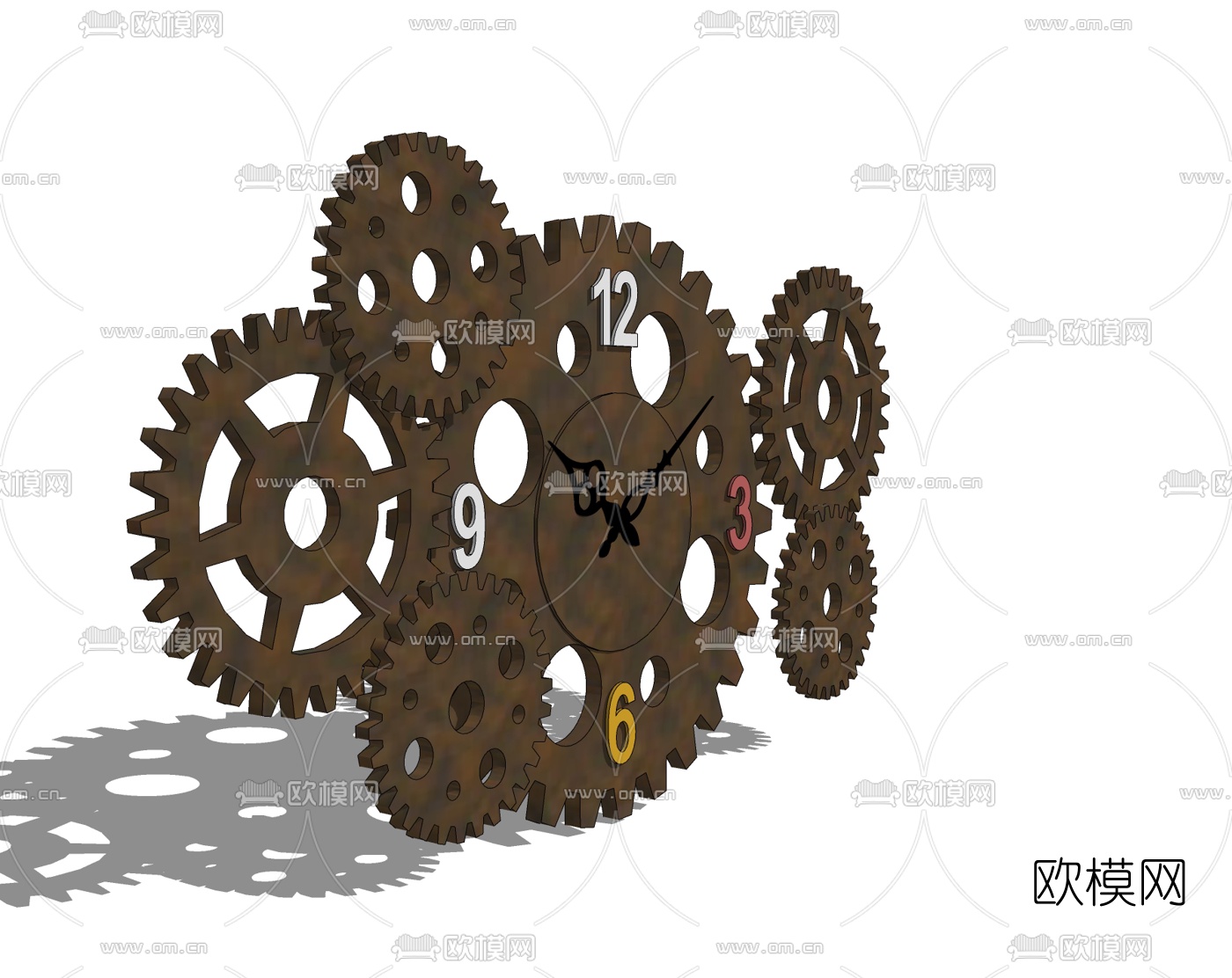 工业风齿轮挂钟免费su模型下载