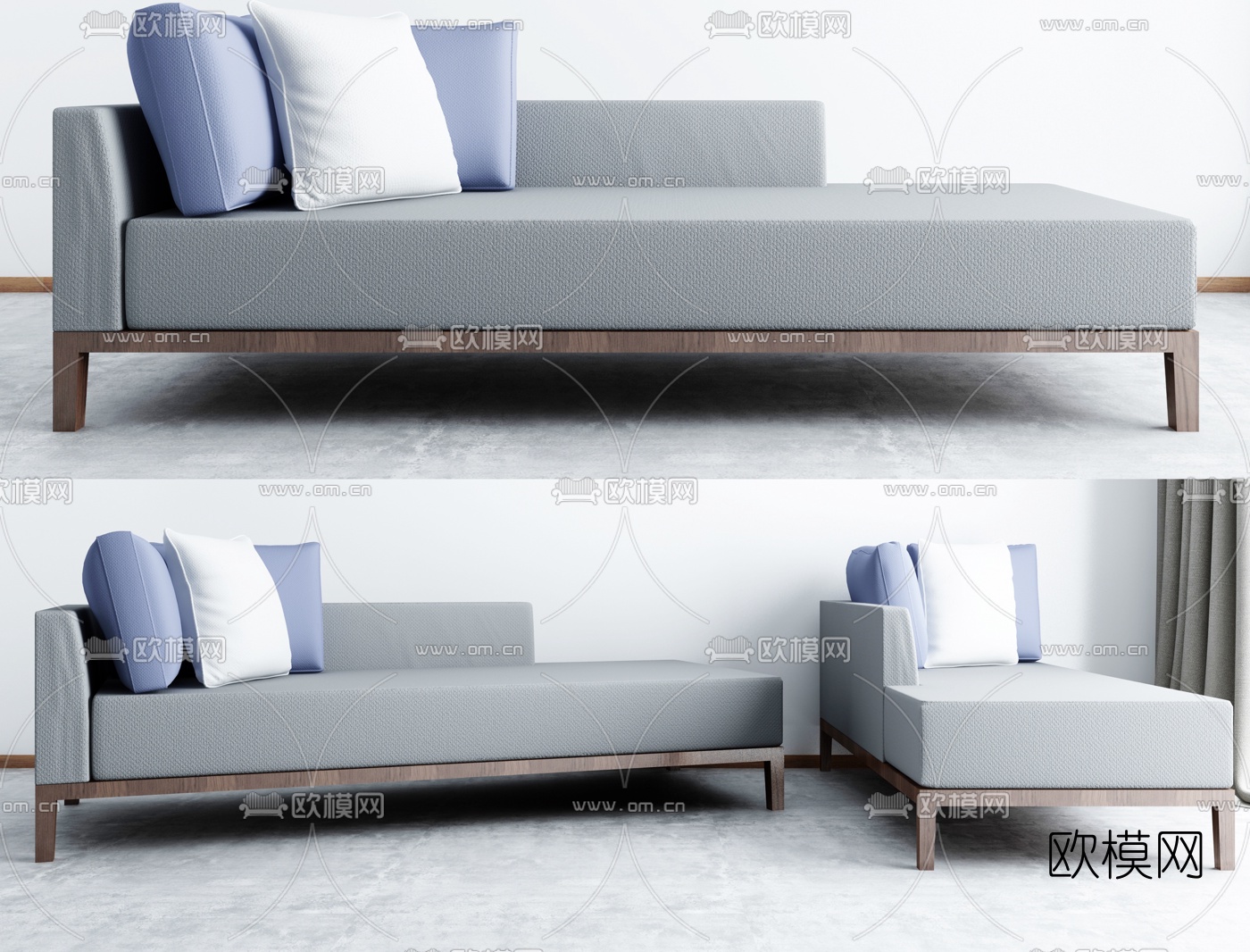 新中式实木贵妃椅3d模型下载