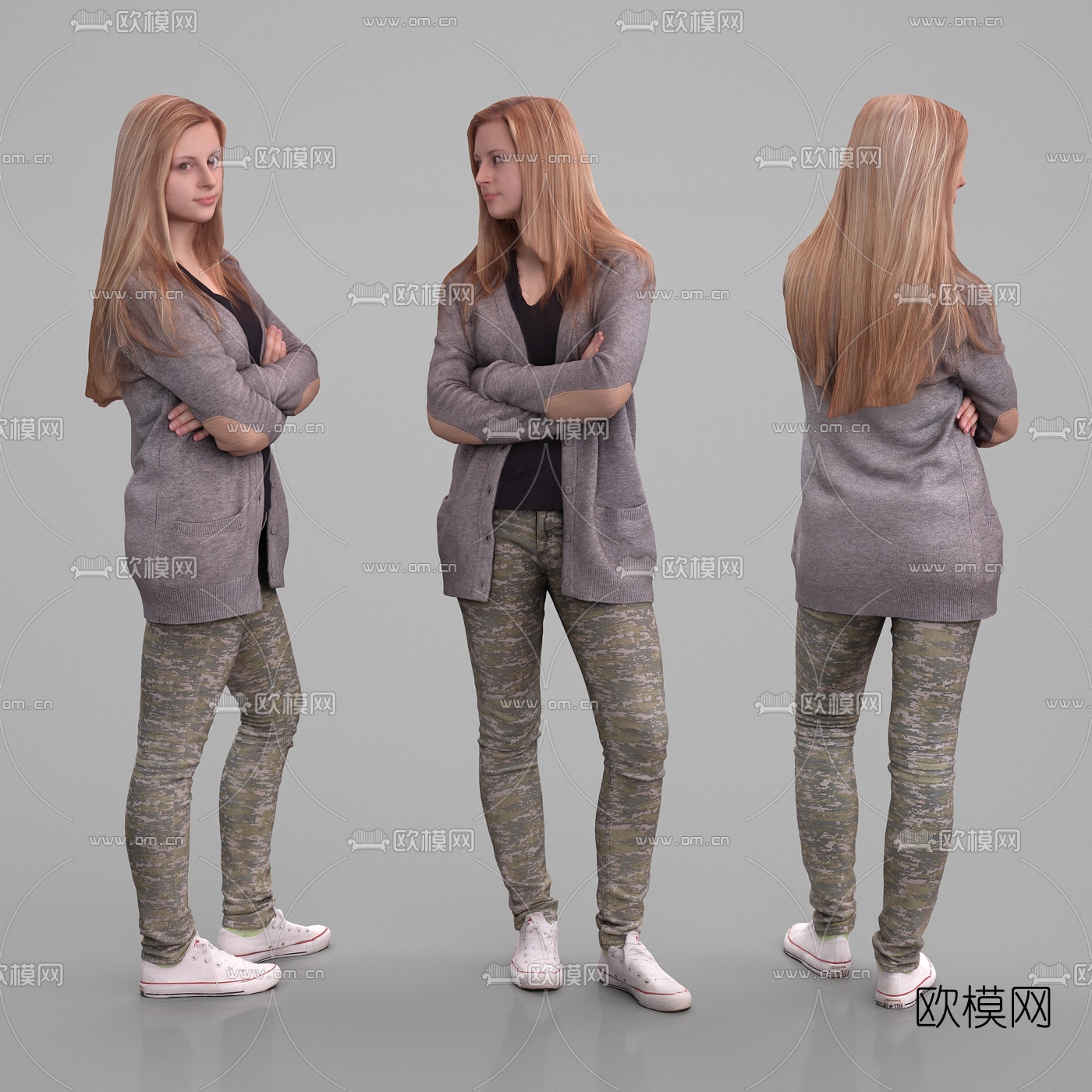 现代站姿女人3d模型