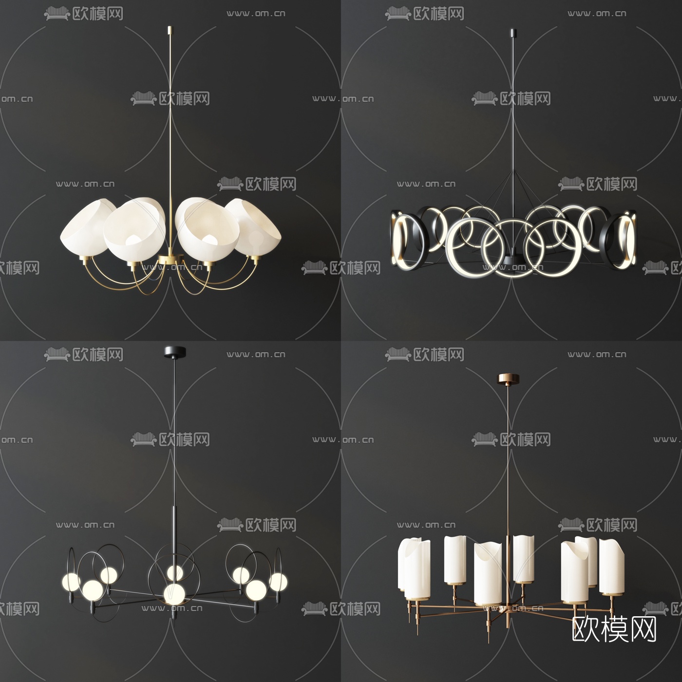 现代轻奢金属吊灯3d模型