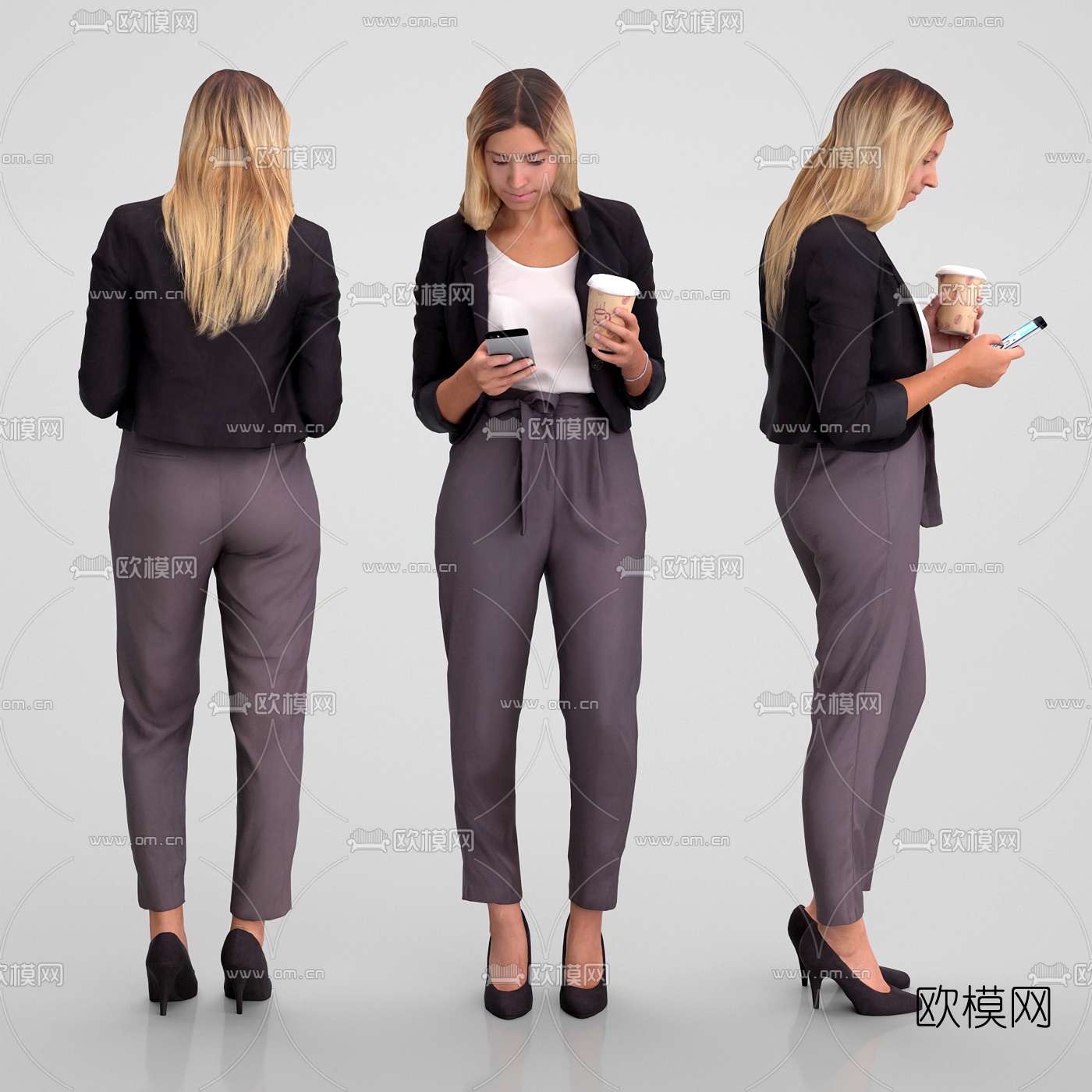 现代站姿女人3d模型下载