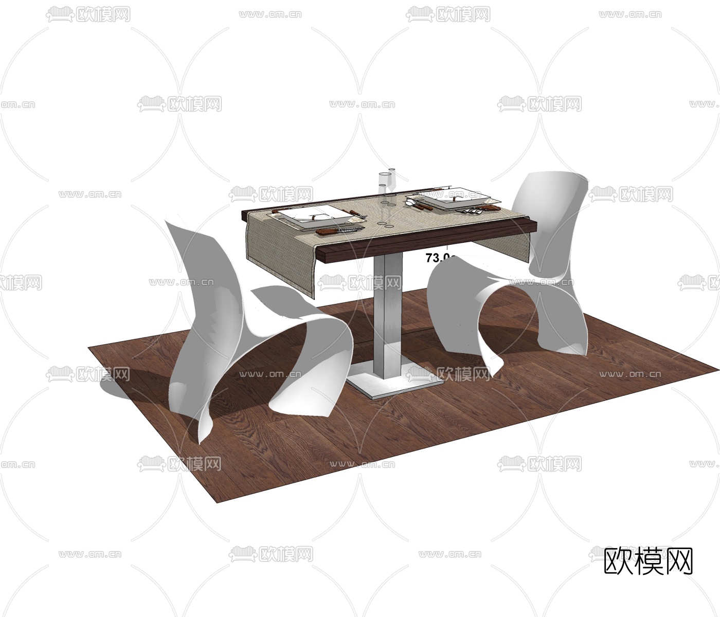 现代餐桌椅免费su模型下载