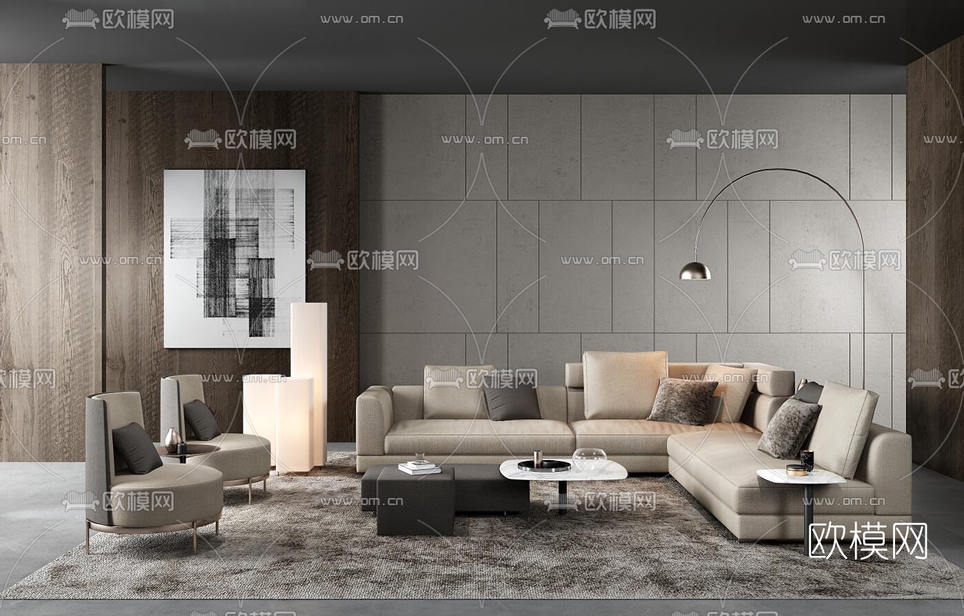 现代沙发组合3d模型